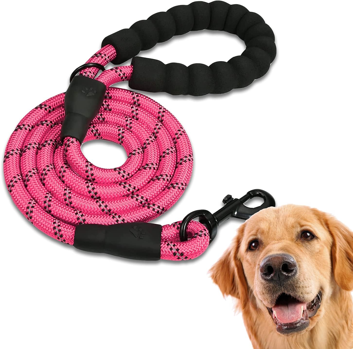 Detalle de Edipets Hundeleine mit gepolstertem Griff, 360° Clip & reflektierend – 150 cm (Rosa)