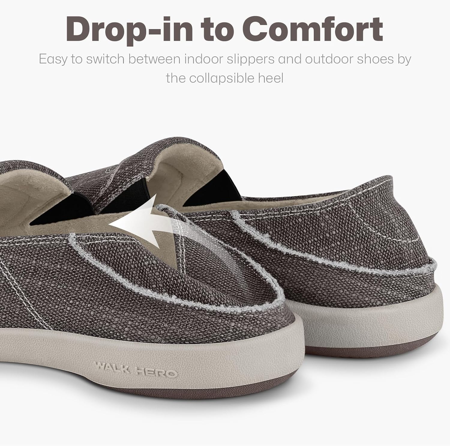 Detalle 1 de Mens Slip On Shoes: Canvas Loafers with Arch Support for Plantar Fasciitis & Pain Relief