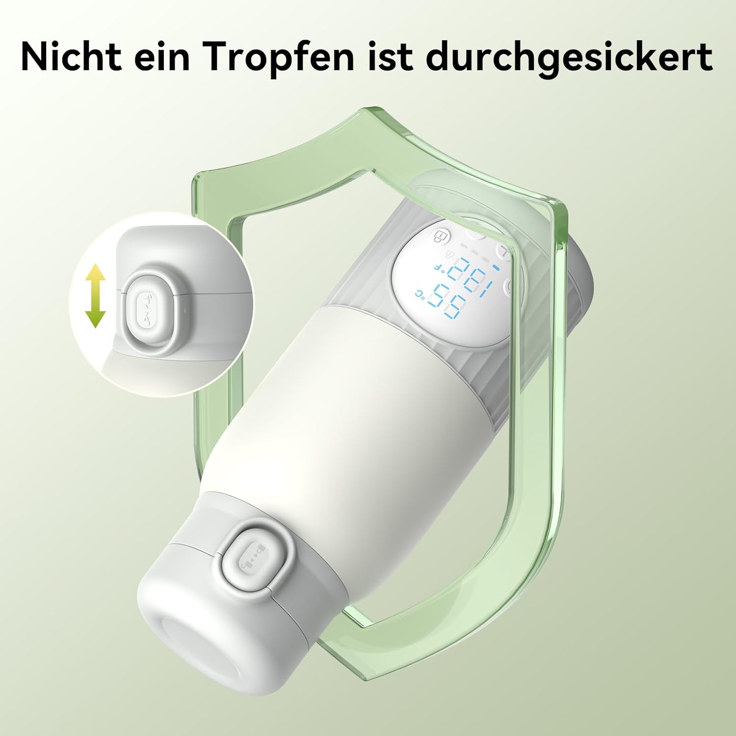 Detalle de APZOKI Tragbarer Flaschenwärmer – 380 ml interner Akku, 10.000 mAh, USB-C, 100 W Schnellaufheizung