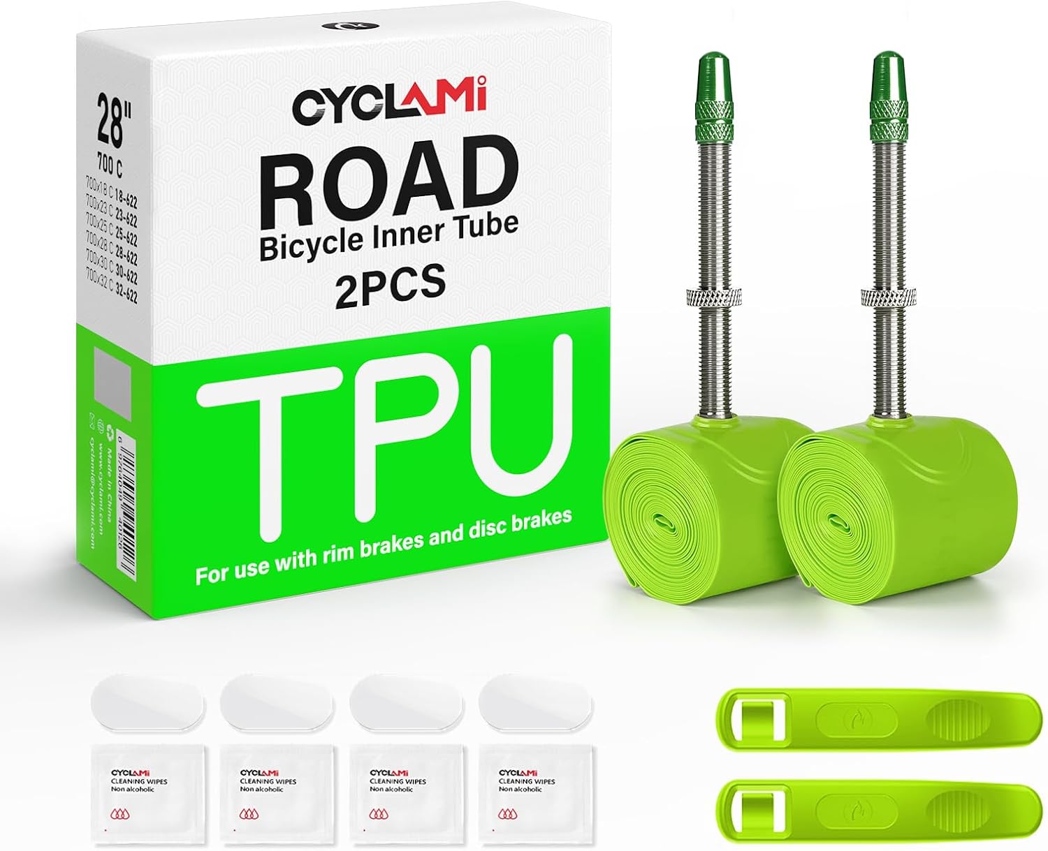 Thumbnail 6 de CYCLAMI Camera d'aria in TPU per bici da strada 700C, 38 g, valvola in metallo 80 mm – kit 2 pezzi