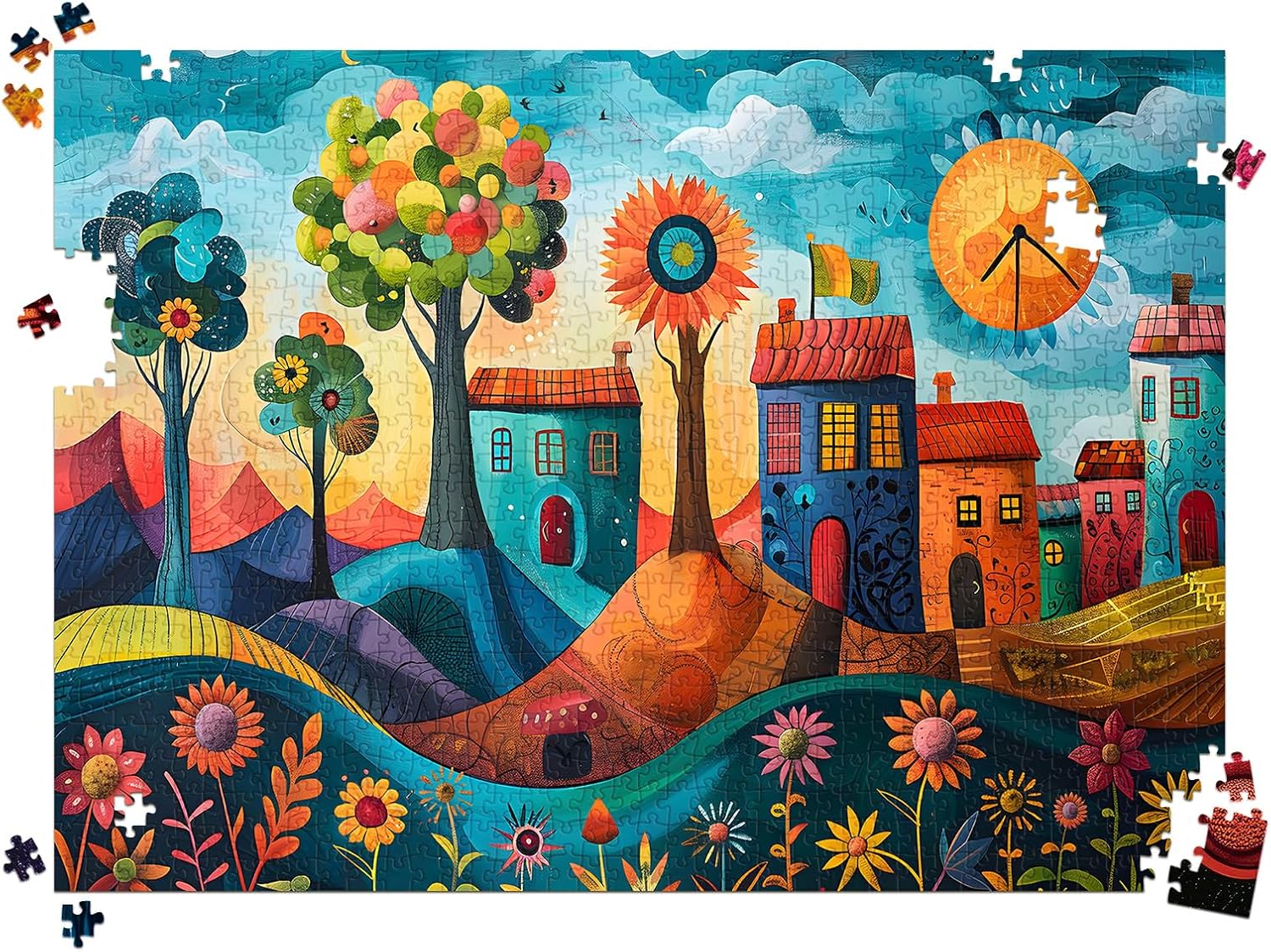 Thumbnail 4 de HUADADA 1000-Piece Jigsaw Puzzle for Adults – Colourful Village Scene