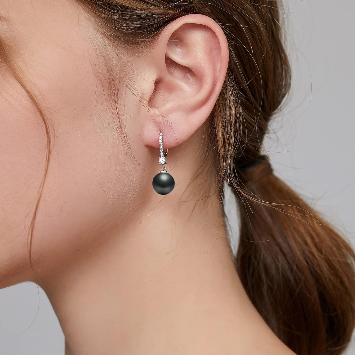 Thumbnail 2 de jiamiaoi Perlenohrringe aus Sterlingsilber 925 mit hängender Perle (Hebelverschluss) – Zuchtperlen-Design