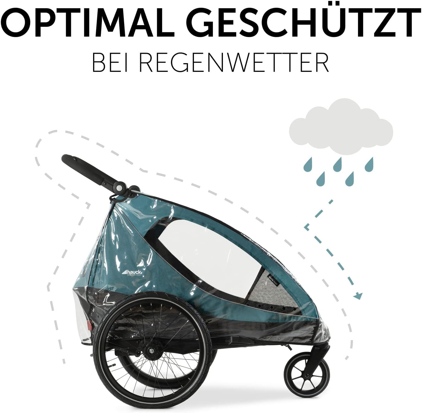 Detalle de Regenverdeck für hauck Kinderanhänger Dryk Duo & Dryk Duo Plus