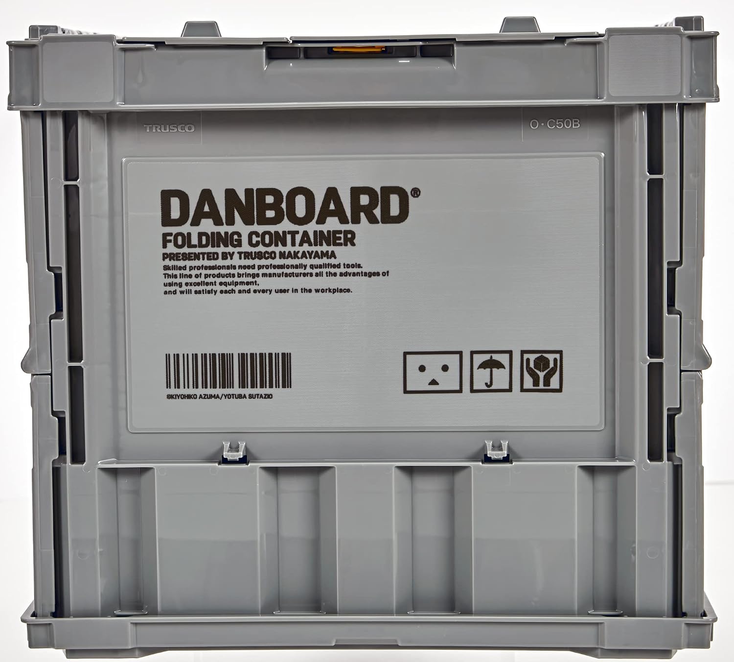 Detalle de トラスコ中山 TRUSCO TR-C50B-A-DNB-GY ダンボー折りたたみコンテナ 50L ロックフタ付き・グレー