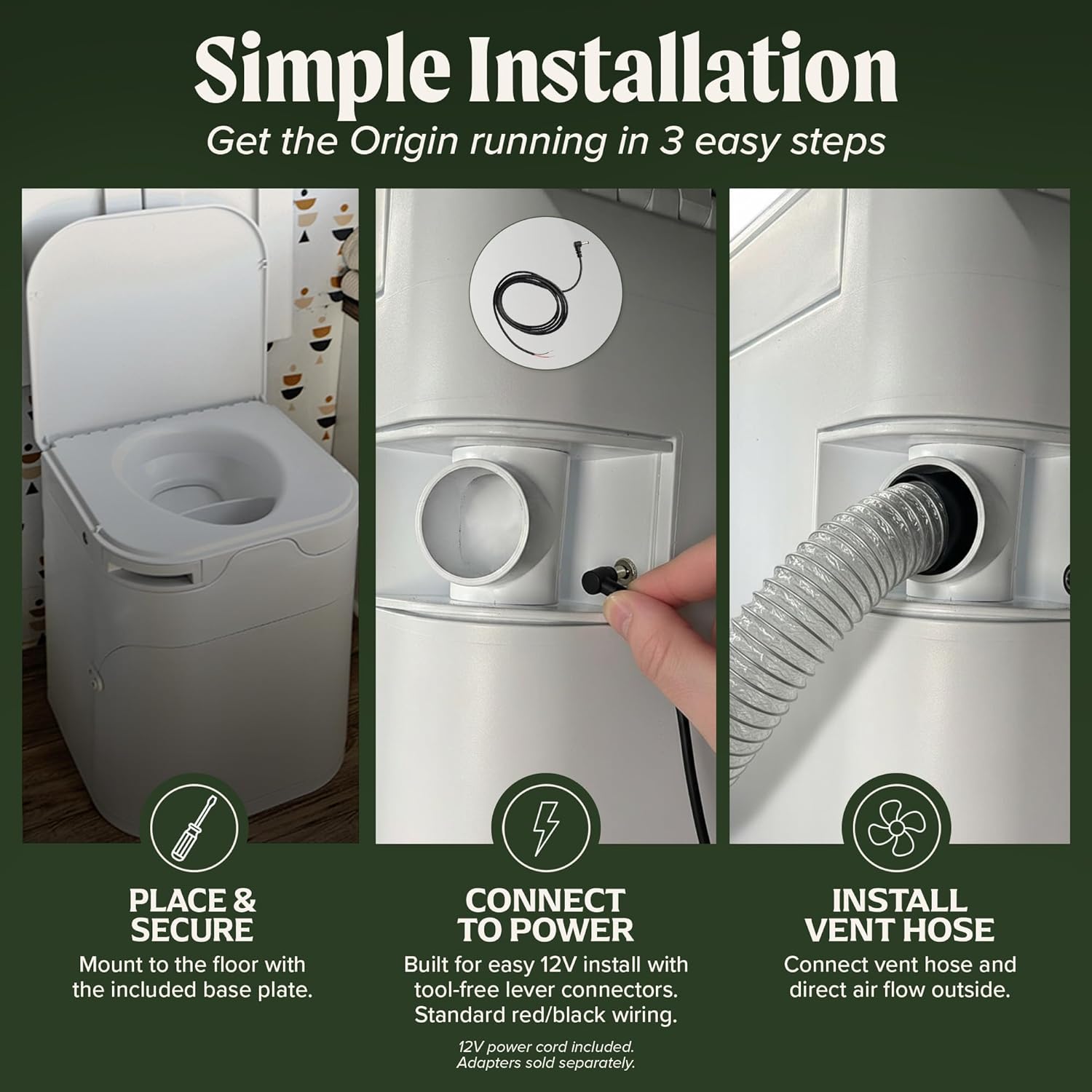 Detalle de OGO Origin Composting Toilet — 12V Electric Agitator, Urine-Diverting RV Toilet for Van Life, Tiny Homes & Boats