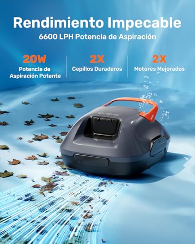 Detalle 2 de Gosvor Robot Limpiafondos Piscina Inalámbrico (Nuovo 2026) – Autonomía de 90 min para suelos de piscinas de hasta 80 m²