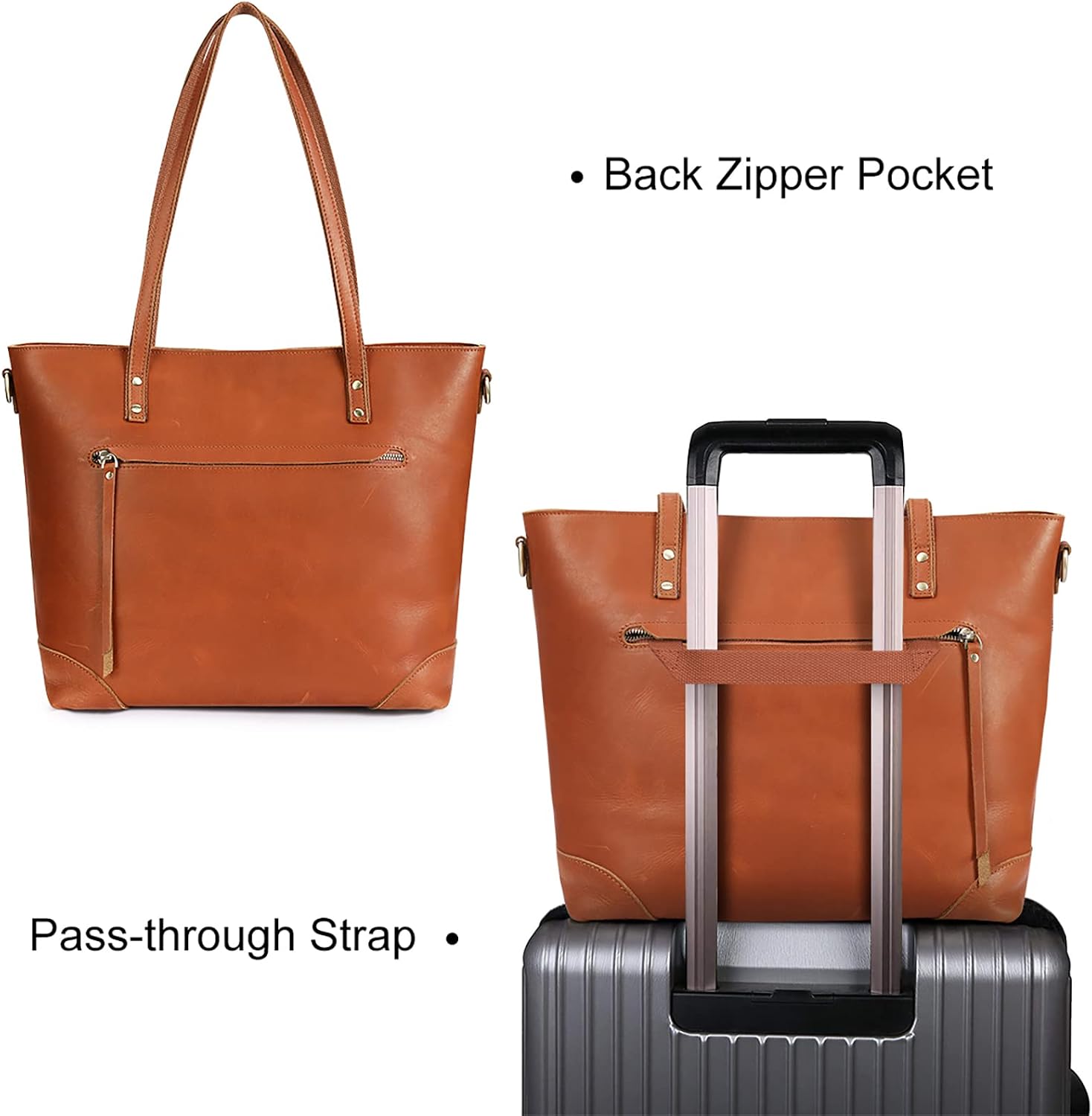 Thumbnail 4 de S-ZONE Femmes Vintage 3-Way Véritable Crazy Horse Sac
