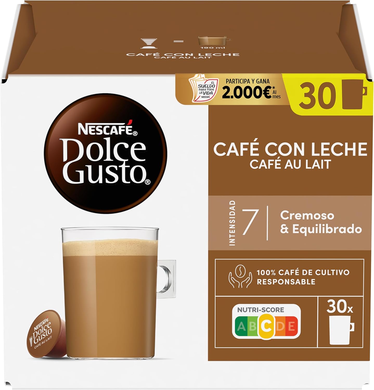 Detalle 2 de NESCAFÉ Dolce Gusto Café con Leche ☕ 90 Cápsulas Originales
