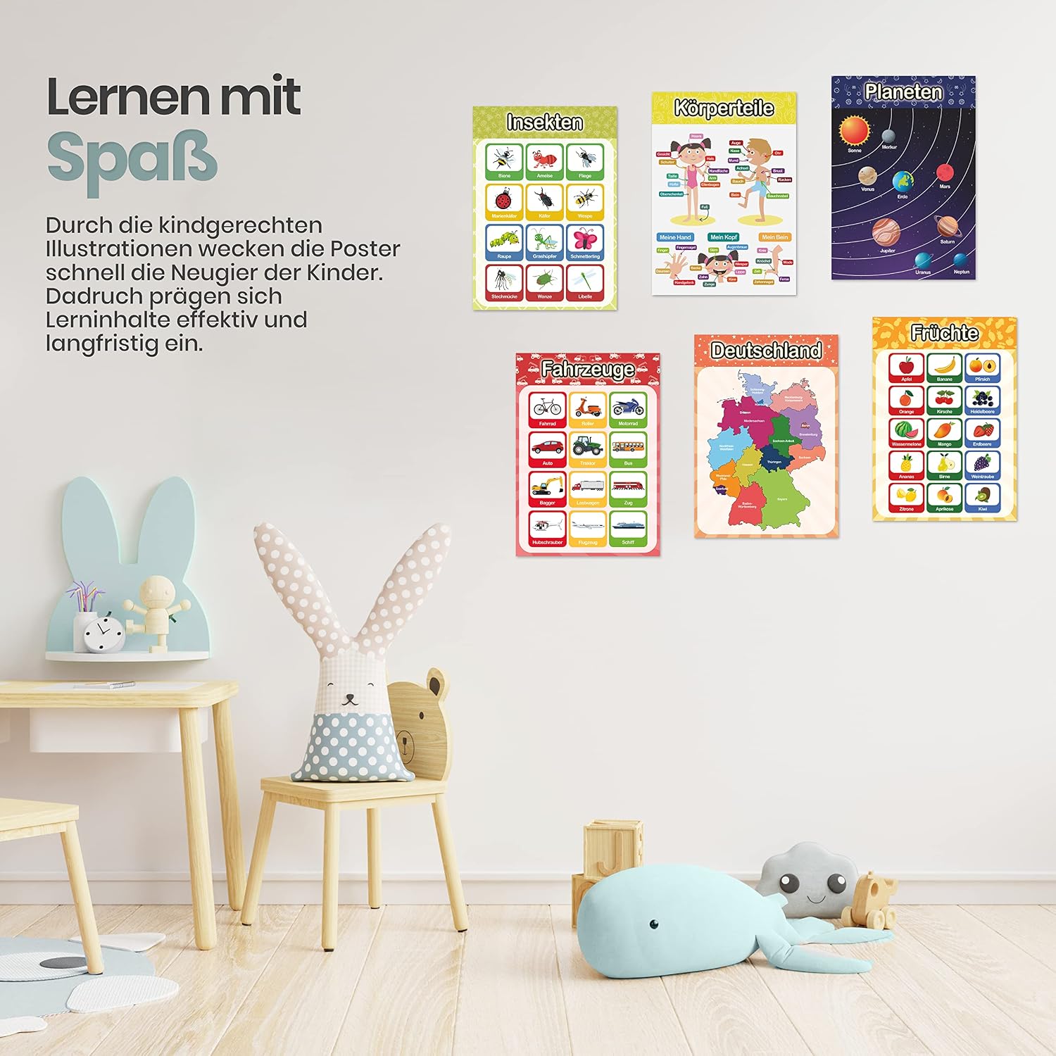 Thumbnail 2 de LIKARTO® 12 pädagogische Montessori Lernposter (A4) – extra dickes Papier, beidseitig laminiert