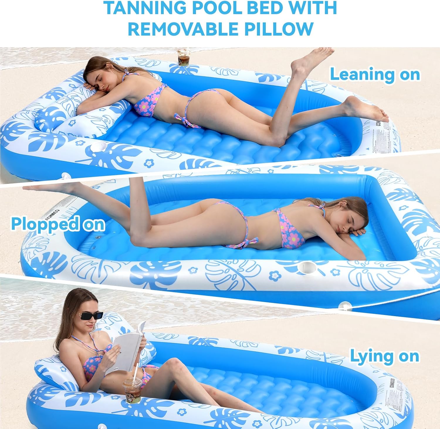 Thumbnail 4 de Inflatable Tanning Pool Lounger Float with Detachable Cervical Pillow (Pool Floats for Adults & Kids)