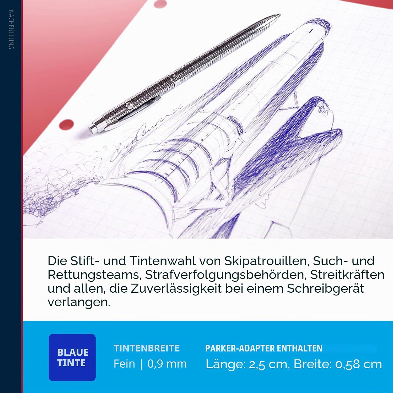 Detalle de Fisher Space Pen Point SPR1F Blau – Gasdruckmine für Extremeinsatz