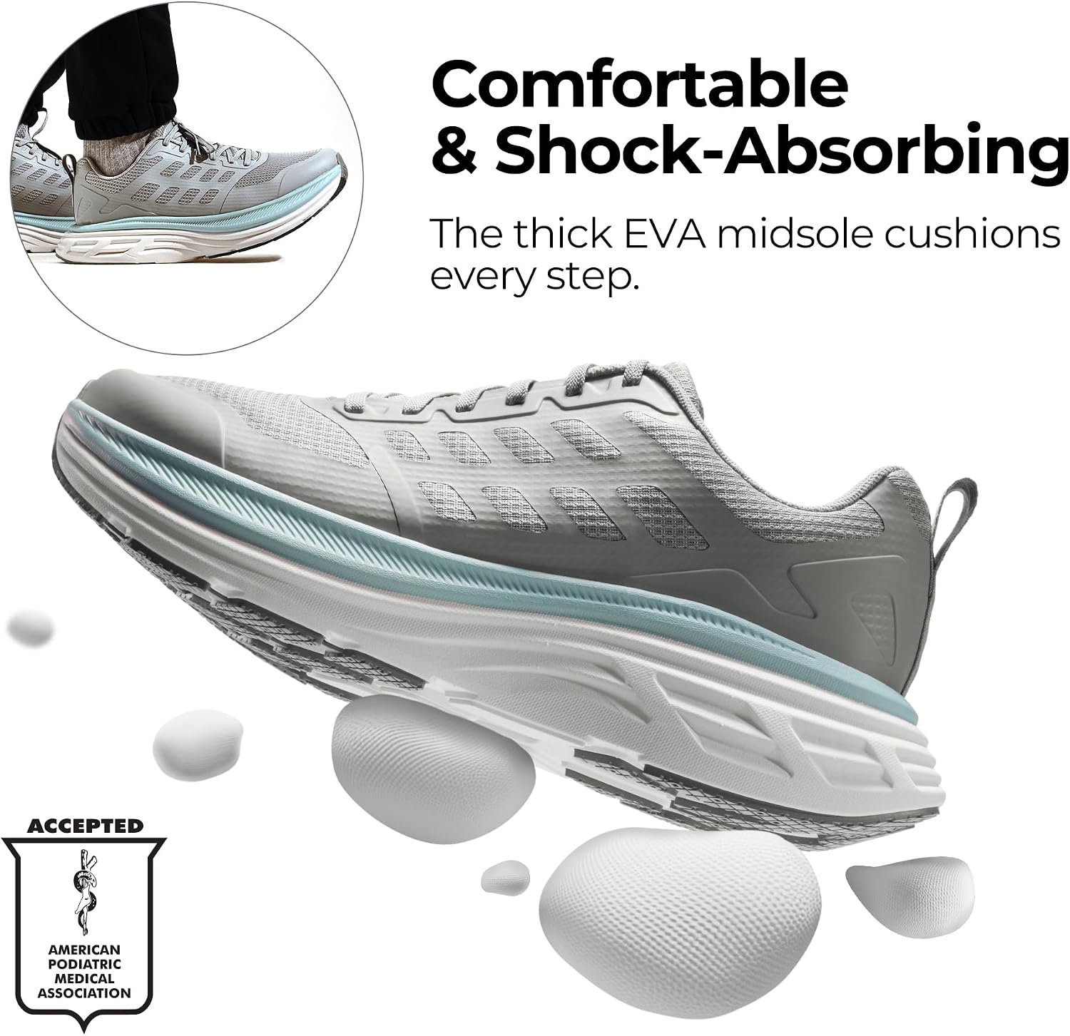 Detalle de NORTIV 8 Men's Walking Running Tennis Cushioning Shoes: ActiveFloat Non Slip Sneakers