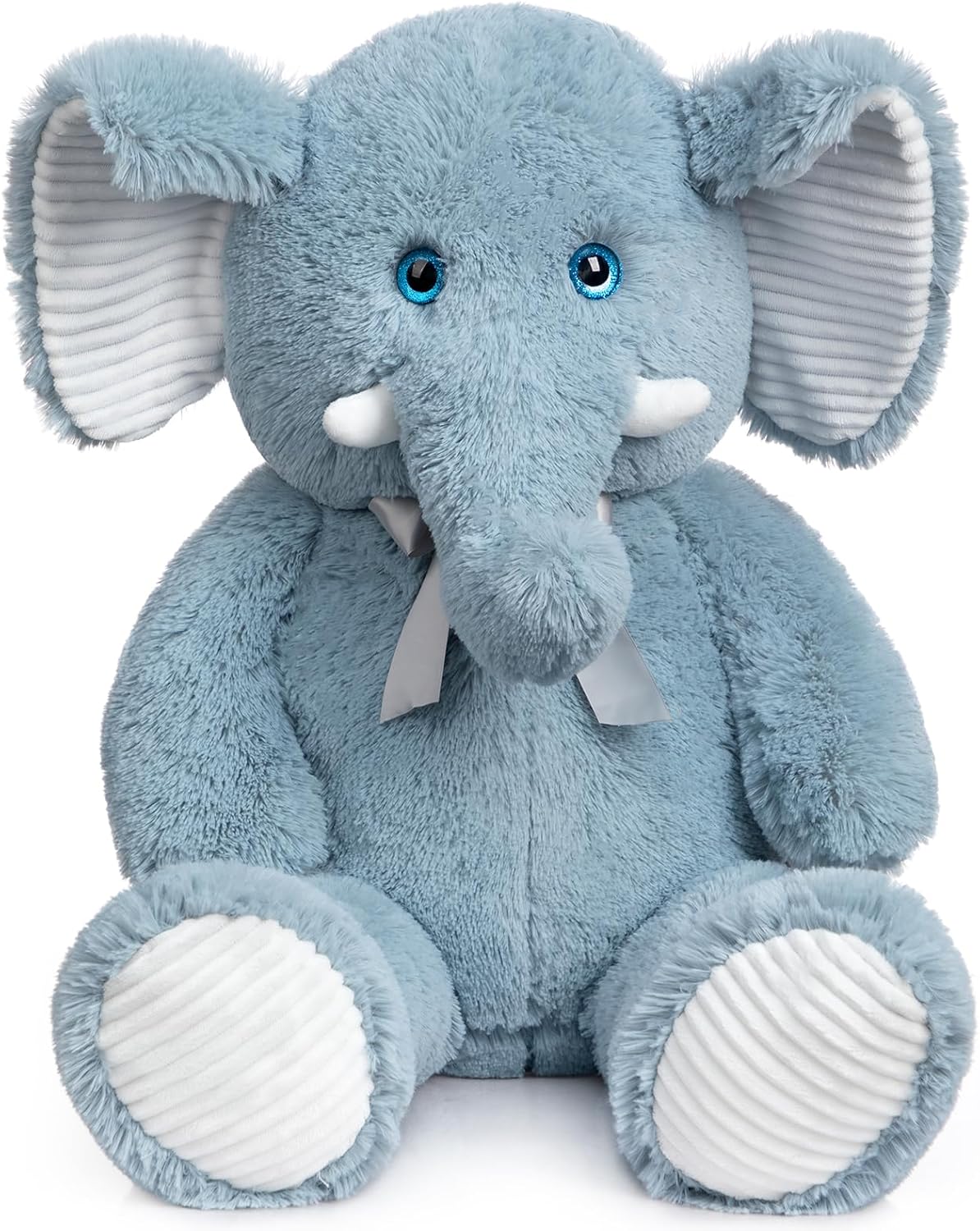 Detalle de BEJOY XXL Großer Elefant Teddy – 100 cm, Plüschtiere mit 3D-Blauäugigen Augen, weiches Kuscheltier für Kinder