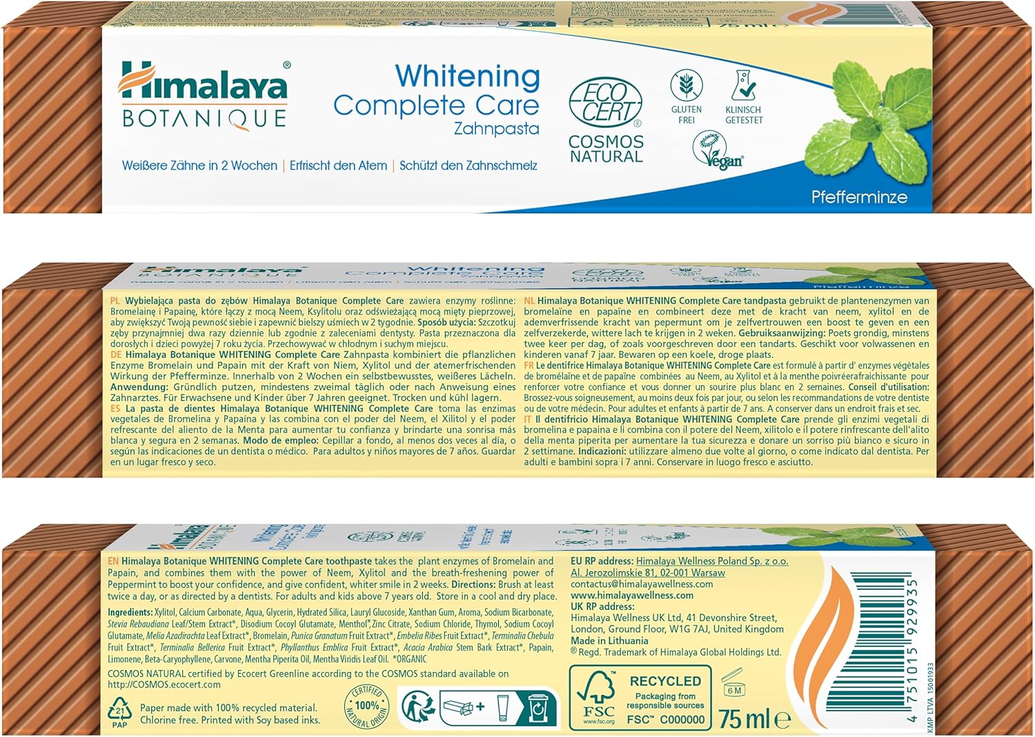 Thumbnail 1 de Himalaya Botanique Whitening Complete Care Dentifrice Menthe Poivrée – 75 ml, certifié Cosmos Natural