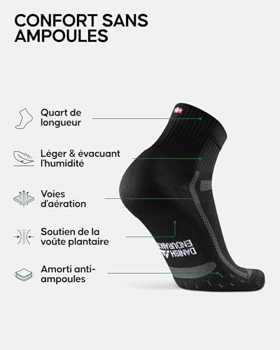 Detalle 2 de DANISH ENDURANCE Chaussettes de Running – Lot 3 ou 5, Noir/Gris (43-47)