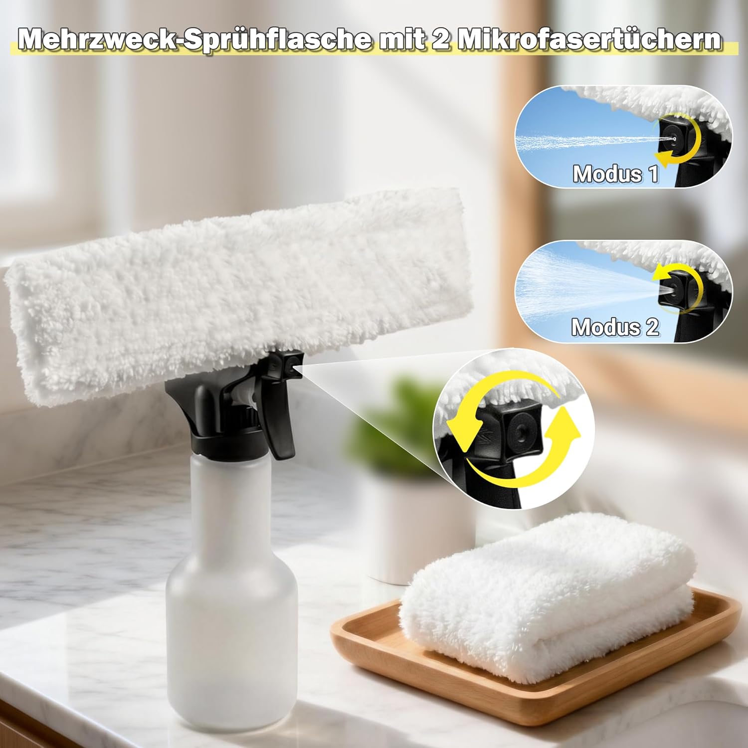 Thumbnail 5 de EAVE Fenstersauger Set – Akku-Fenstersauger mit 2000 Pa, 45 Min. Laufzeit, 28 cm Düse & 200 ml Wassertank