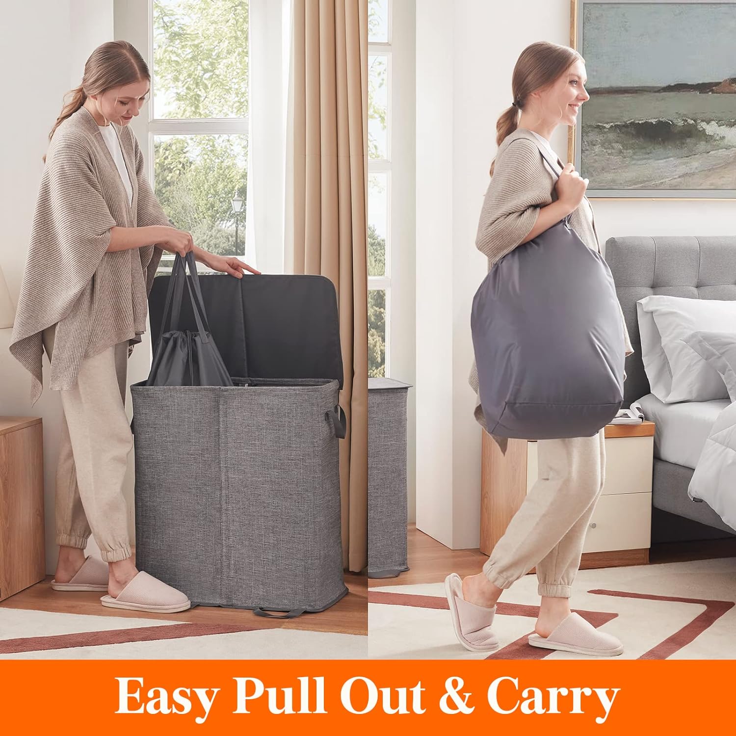Detalle de Lifewit Double Laundry Hamper 136L