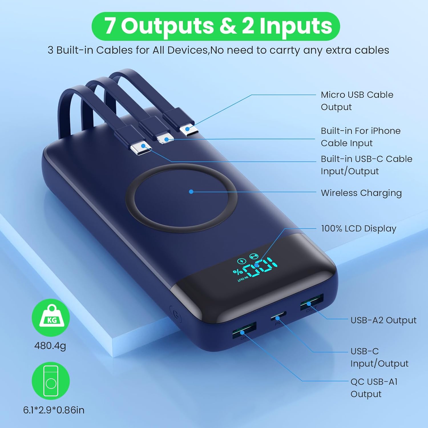 Detalle 2 de Power Bank Wireless 26800mAh 7 in 1