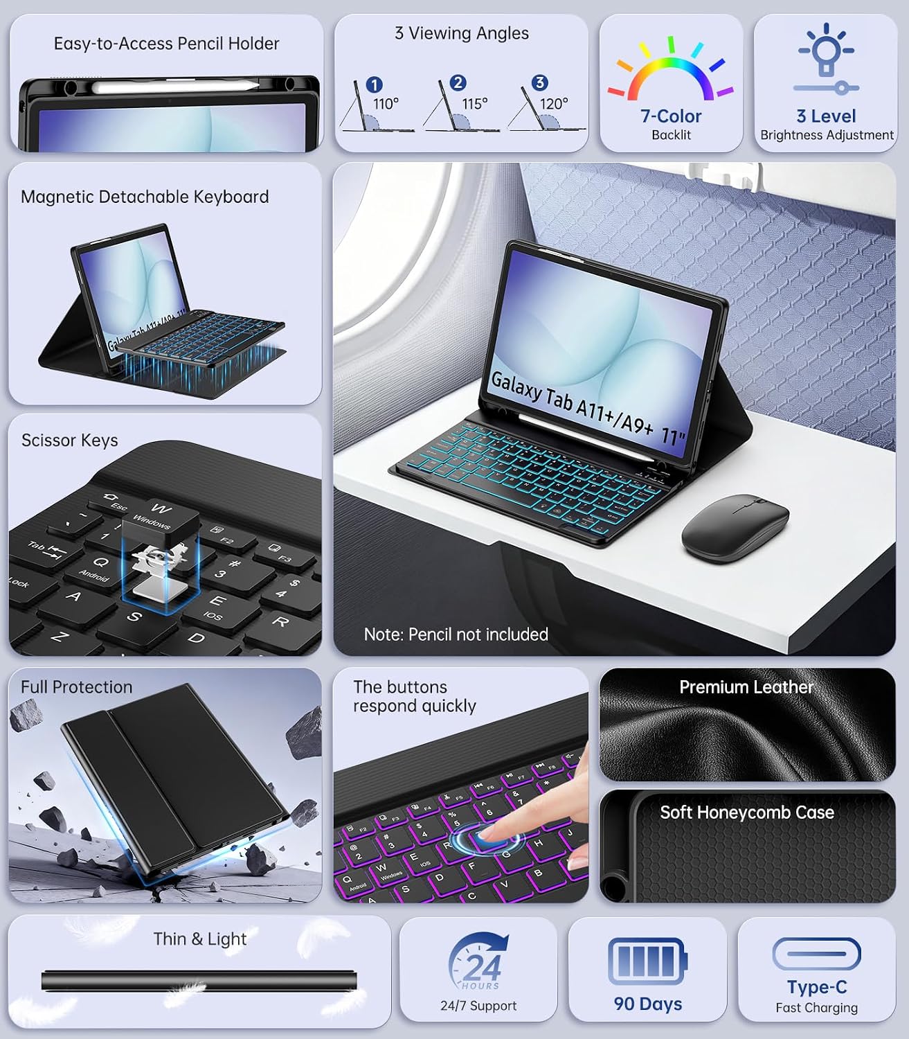 Detalle de MoKo Keyboard Case for Galaxy Tab A11+/A9+ 11-inch
