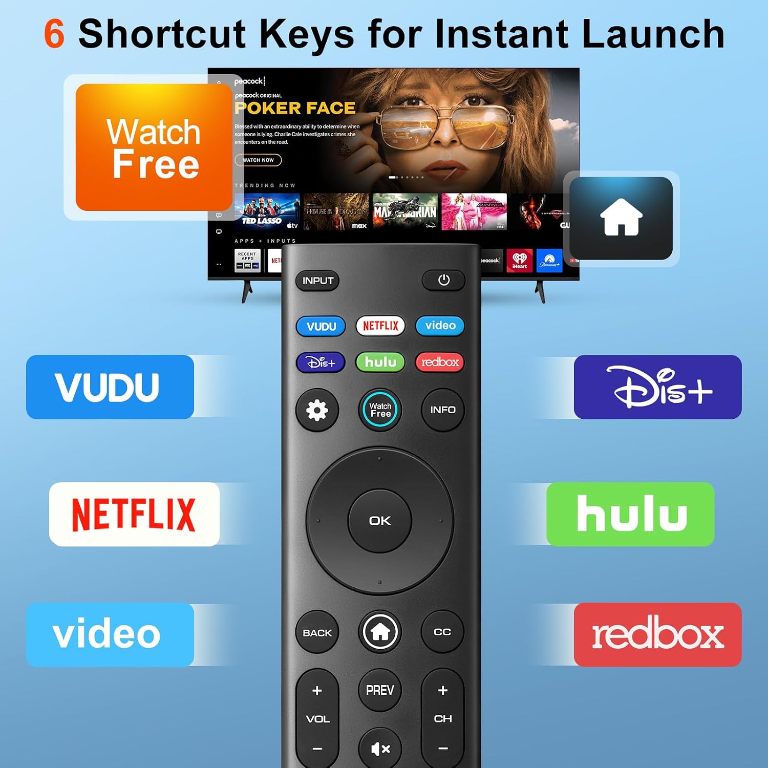 Detalle 2 de VIZIO XRT140 Universal TV Remote for 4K TVs