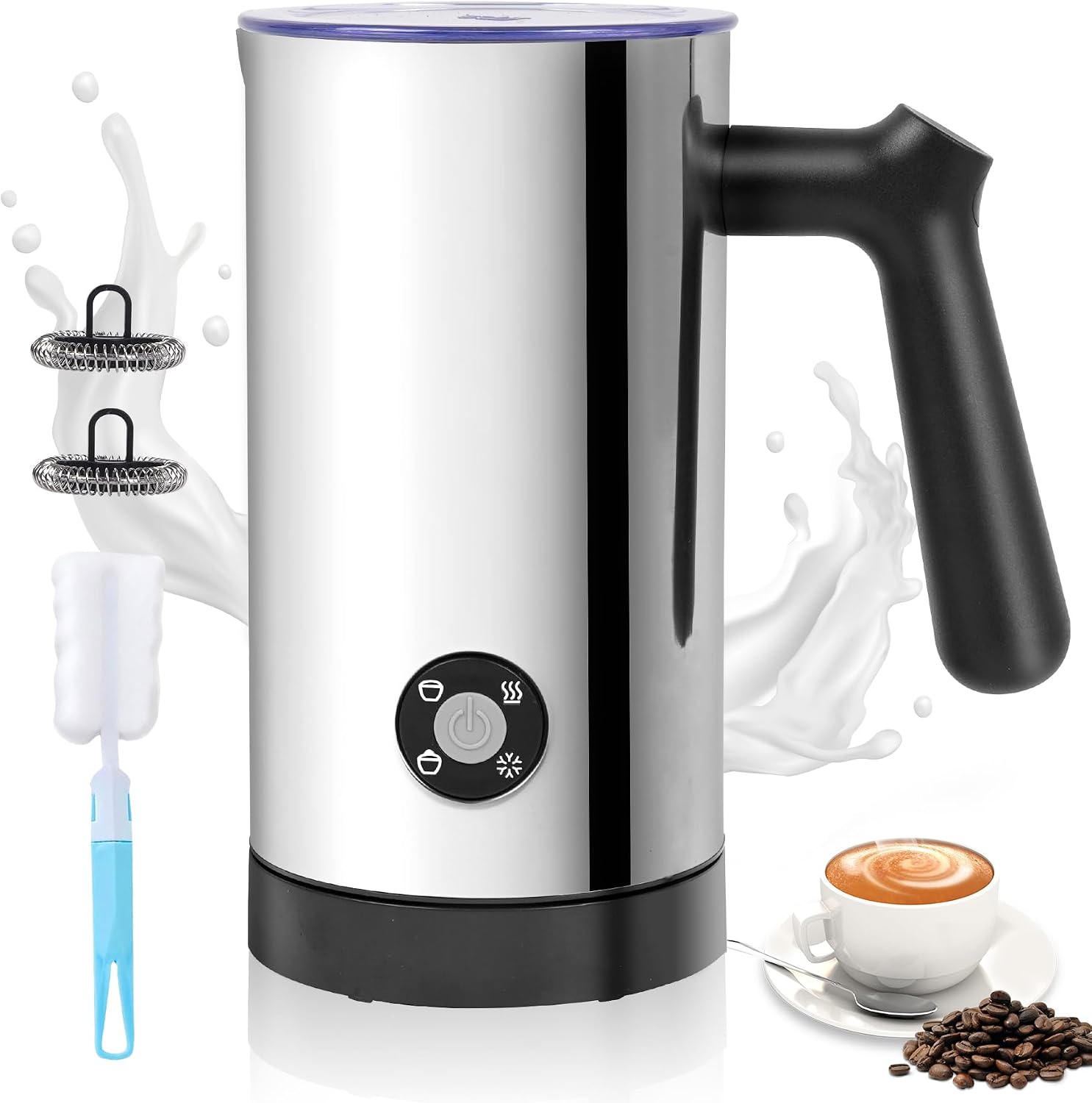 Detalle de Montalatte Elettrico 4 in 1 in acciaio inox 300 ml – versatilità per capuccino, caffè e cioccolata
