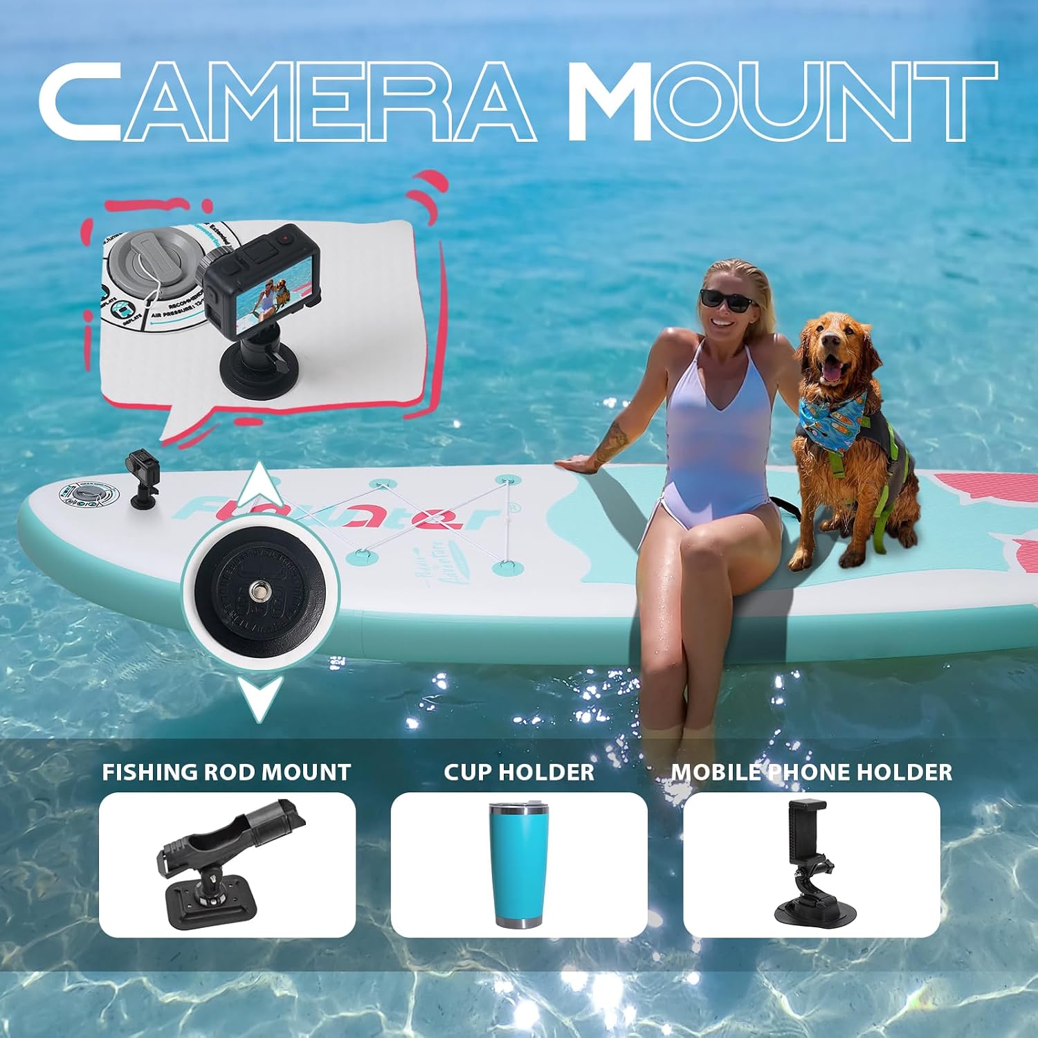 Detalle de FunWater Inflatable Stand Up Paddle Board with Premium Accessories — 11'6" / 11' / 10'6