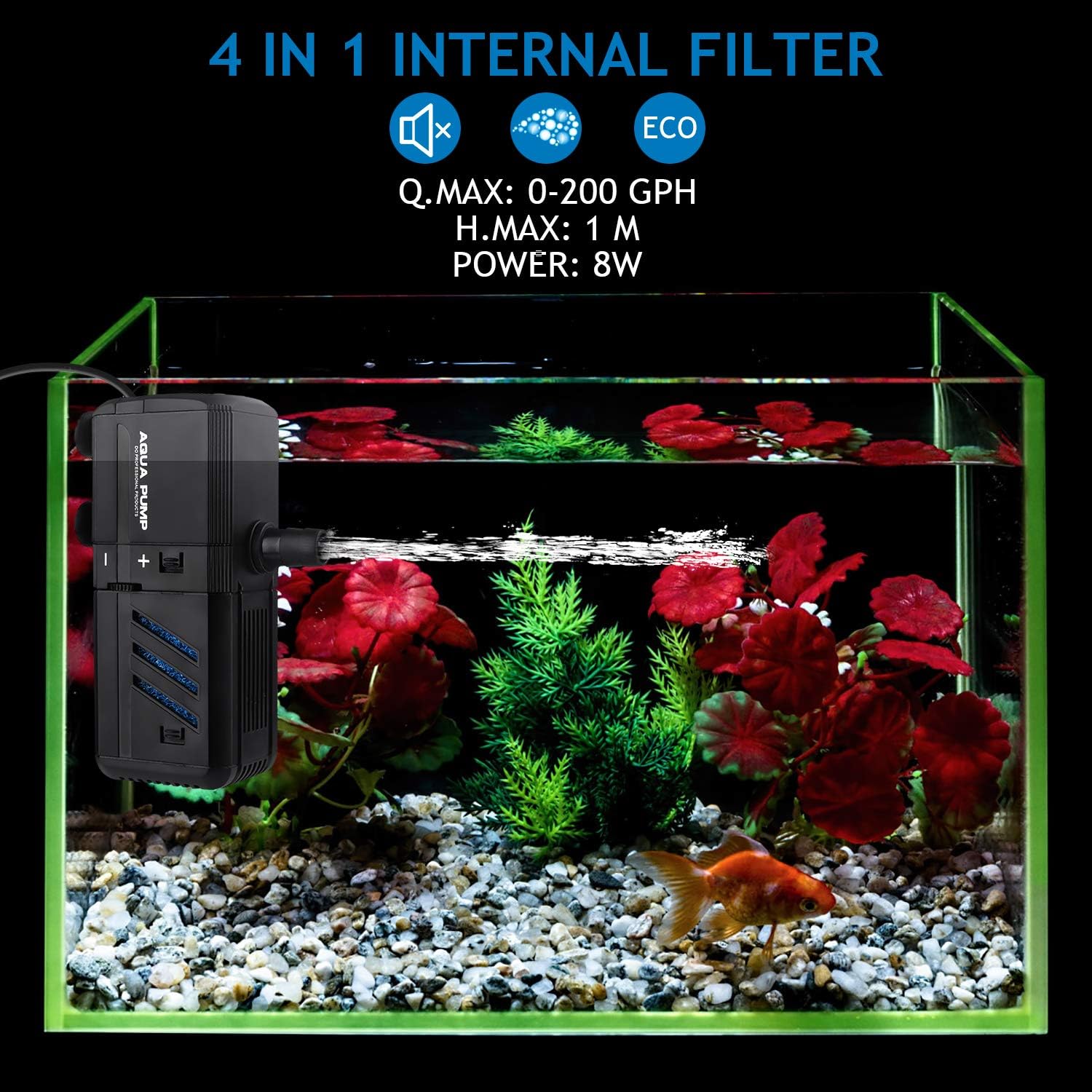 Detalle 2 de NO.17 Filtro Interno Acquario 12W Regolabile con Pompa 1200 L/H per 300-500 L