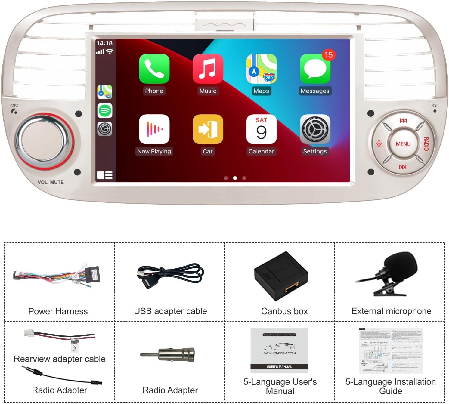 Thumbnail 6 de Aphrfamma Versione Plus: Autoradio compatibile Fiat 500 (2007‑2015) con CarPlay wireless, Android Auto e schermo IPS da 7