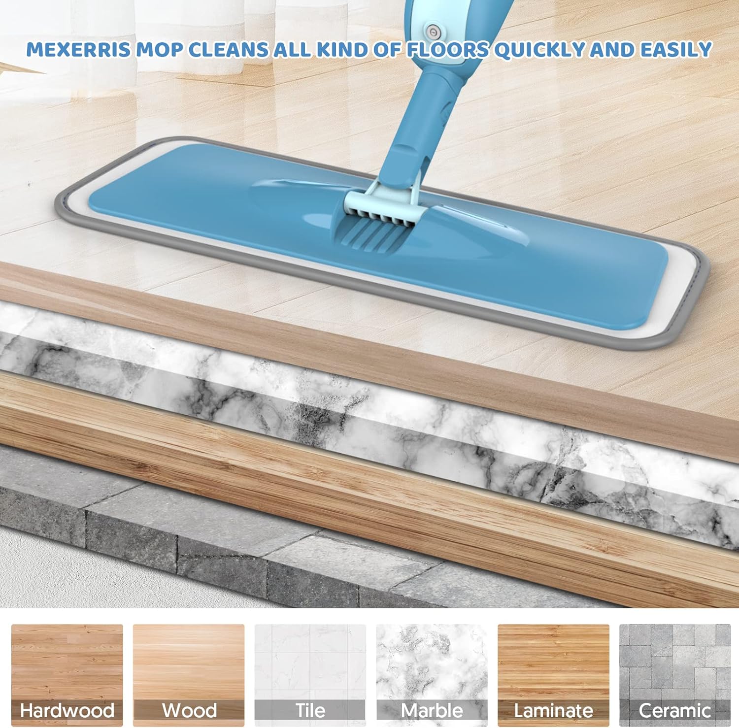 Thumbnail 4 de MEXERRIS Microfibre Spray Mop with 4 Pads 🧹