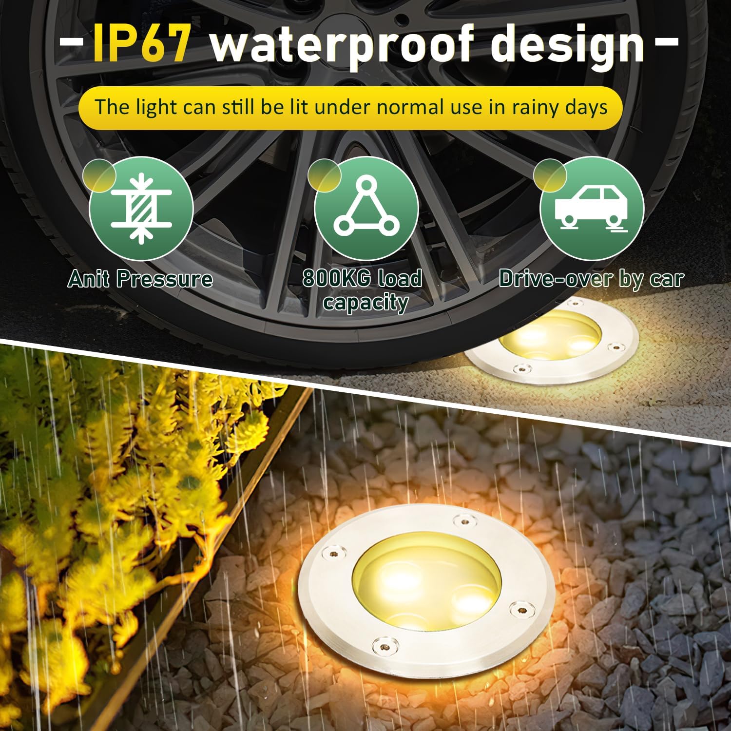 Thumbnail 1 de Fiqops set 8 faretti LED da pavimento esterni 3W bianco caldo IP65 230V, neri opachi