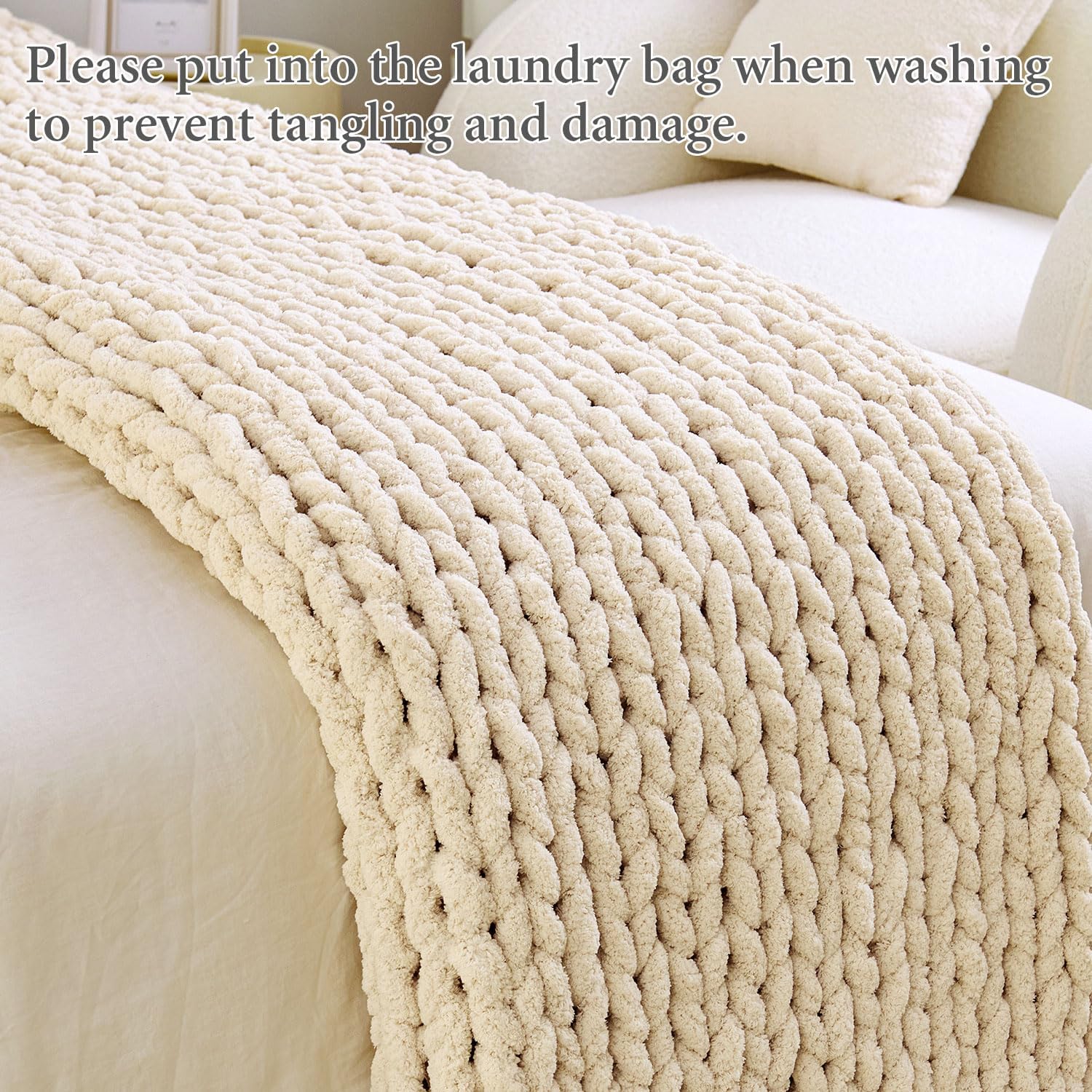 Thumbnail 5 de Admitrack Chunky Knit Throw 51" x 63" 🛋