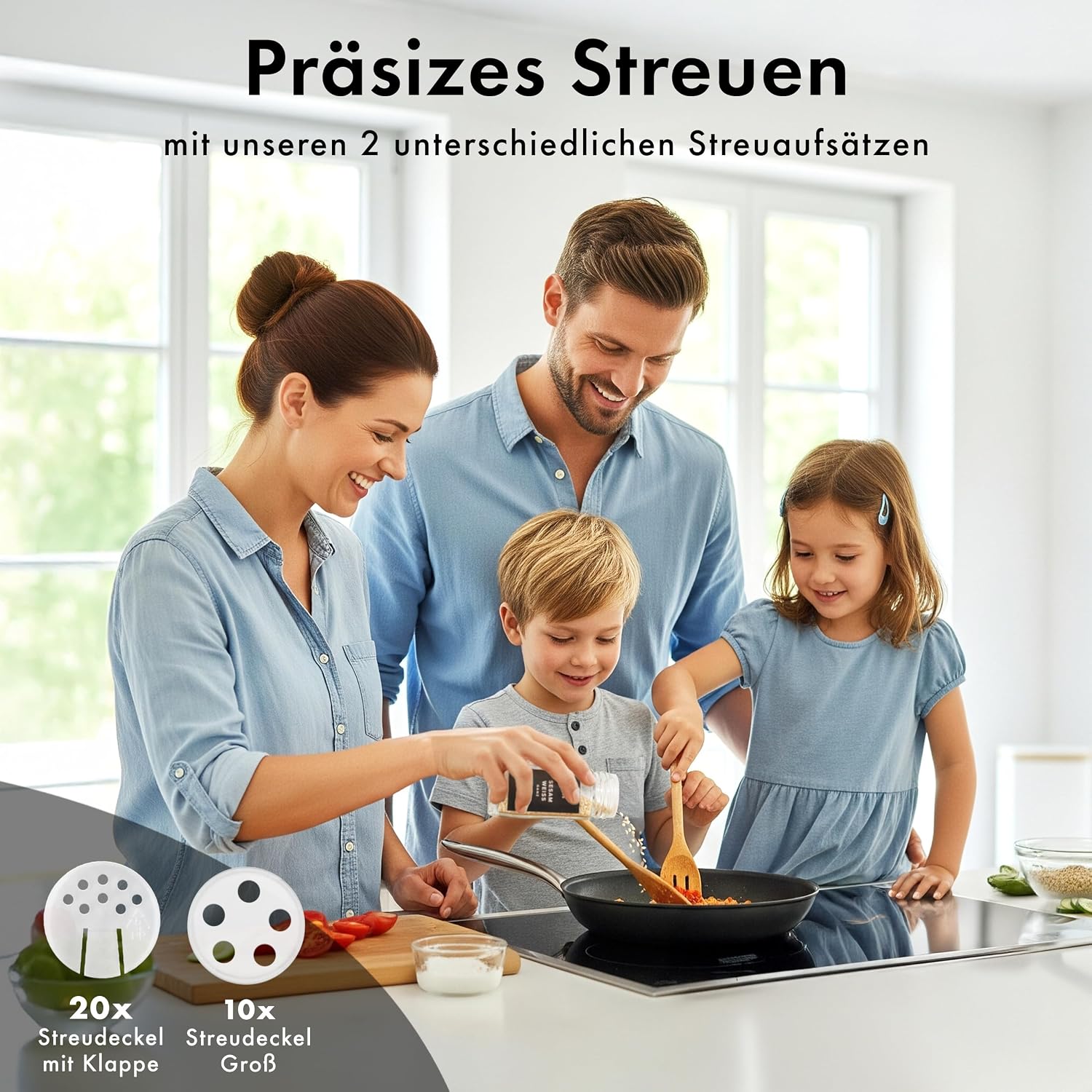Detalle 2 de EDELHAUS Gewürzgläser Eckig Set 120ml