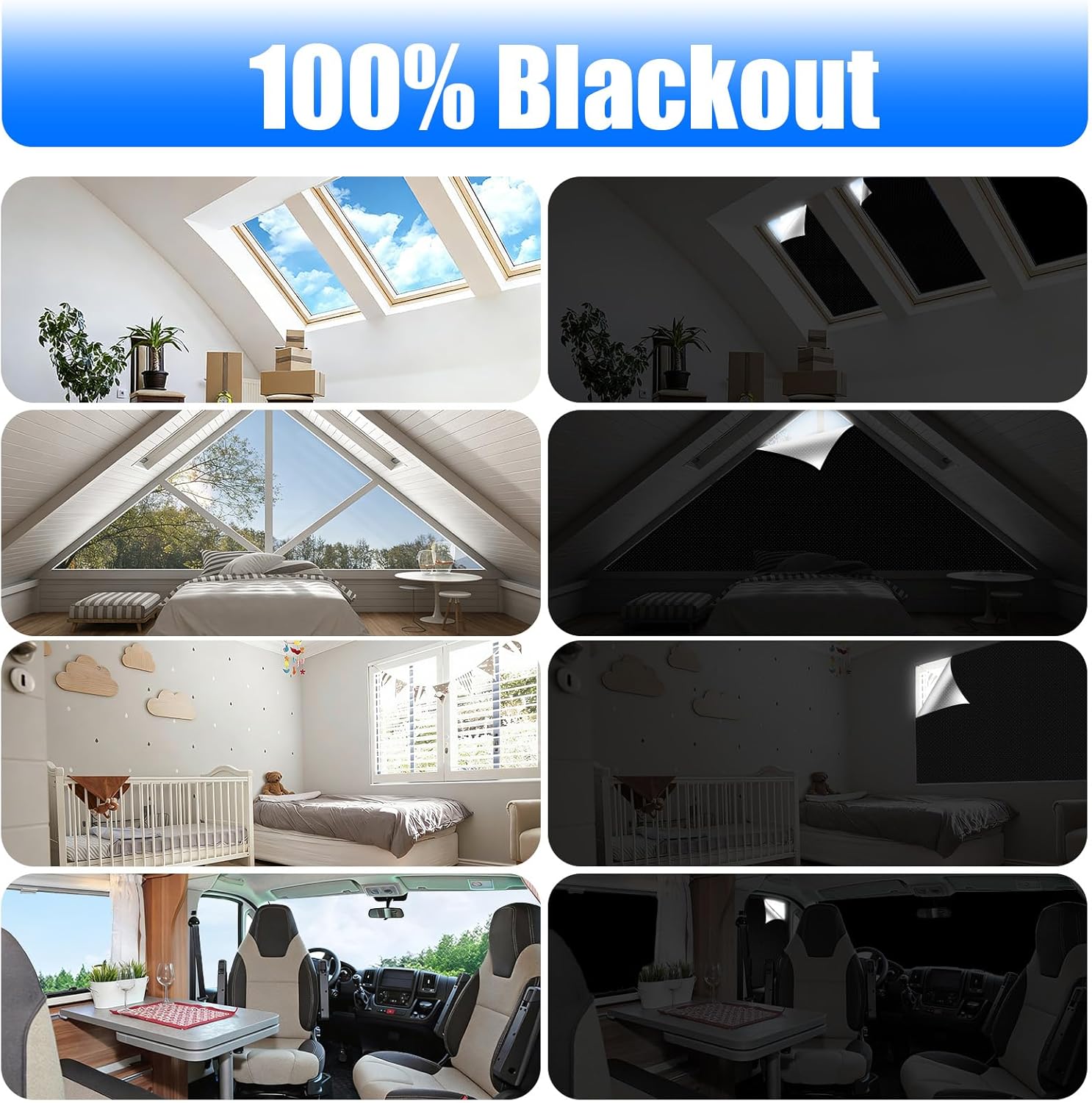 Thumbnail 6 de Bszatan Blackout Blind, 300 x 145 cm – Temporary No- Drill Privacy & Sleep Shade