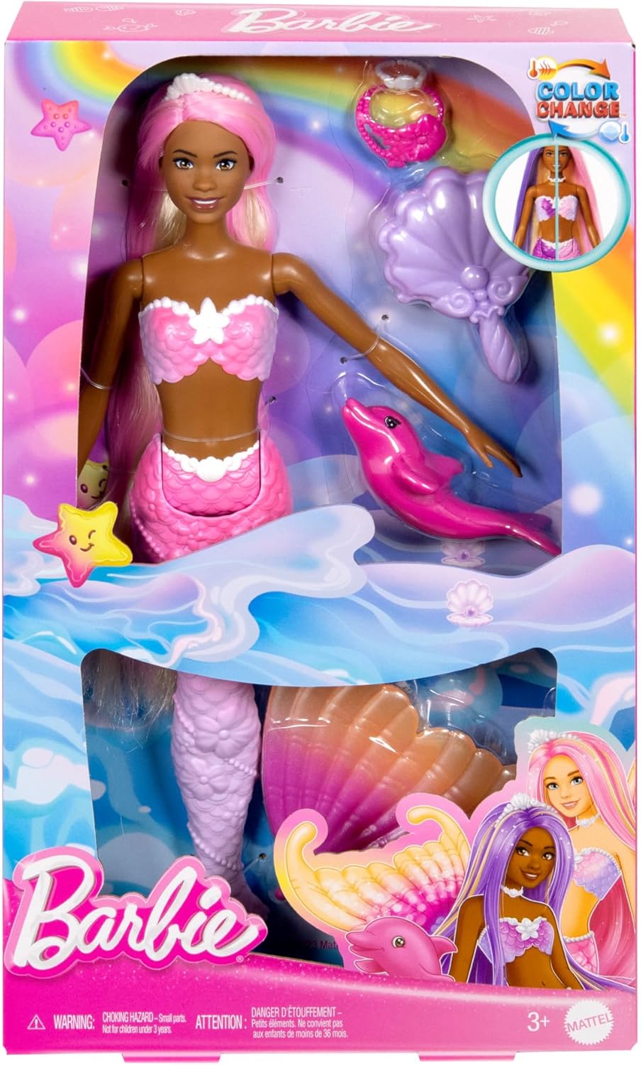 Thumbnail 5 de BARBIE Meerjungfrau-Puppe HRP98 – Farbwechseleffekt, 19 cm, inkl. Delfinfreund und Accessoires