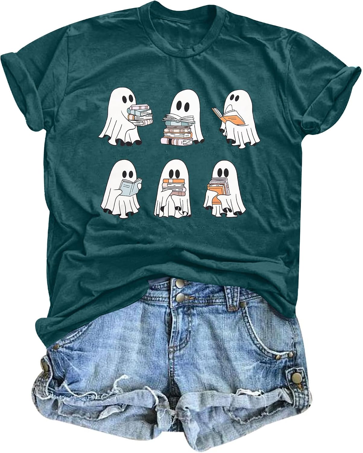 Detalle de SUPEYA Women’s Halloween Ghost Graphic T-Shirt, Short Sleeve