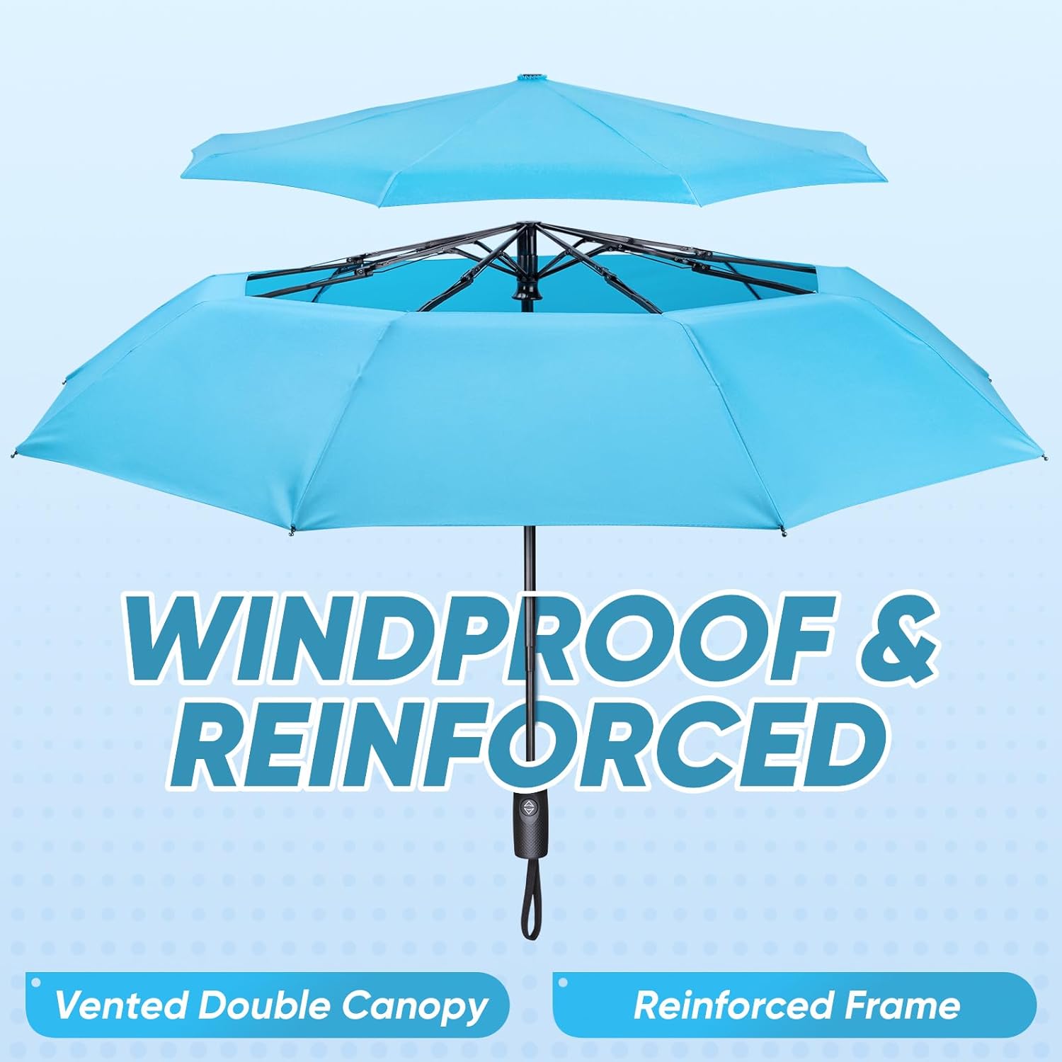 Detalle 2 de PTEROMY Windproof Compact Travel Umbrella 42"