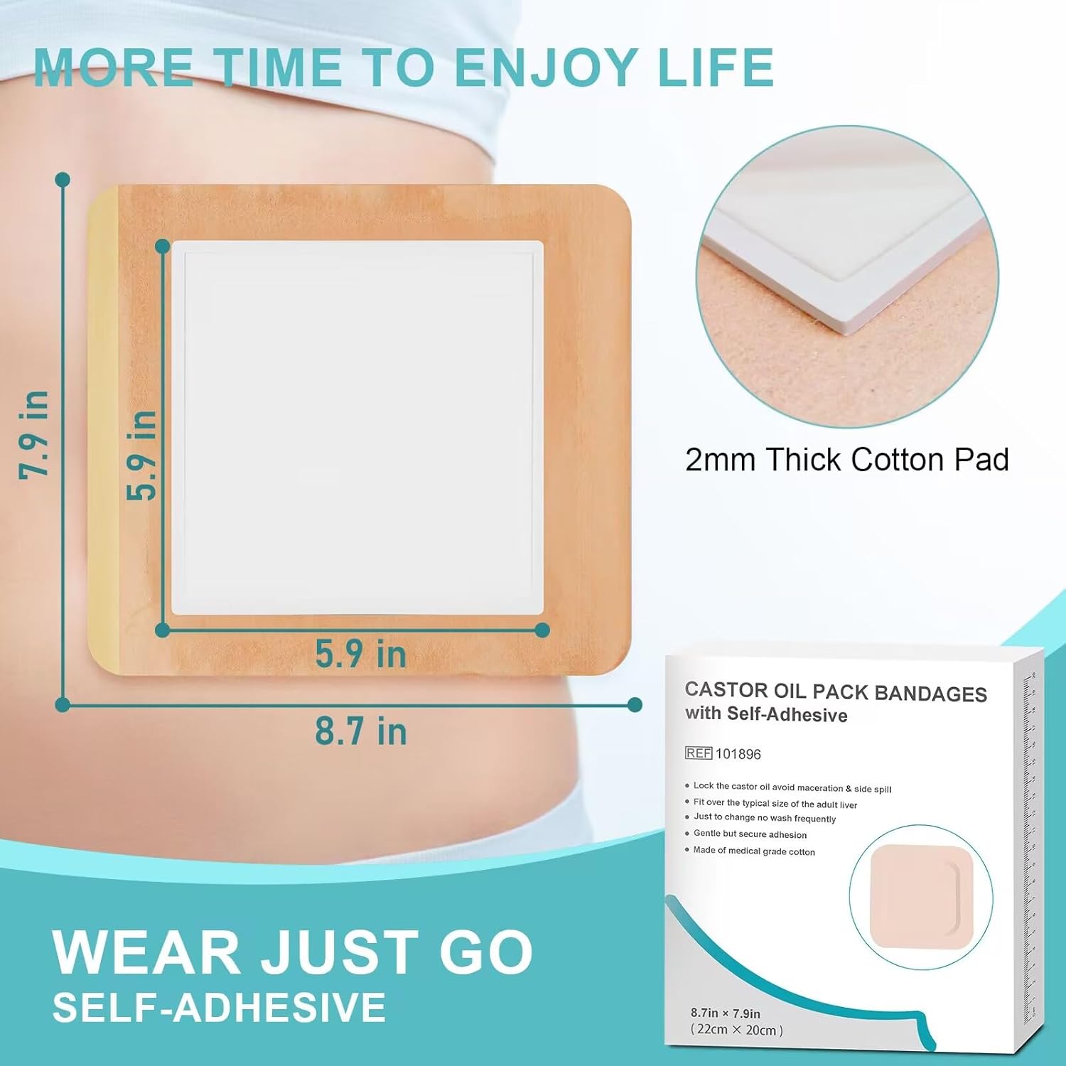 Thumbnail 4 de Hbaid Castor Oil Pack Wrap 10 pcs — Organic Cotton