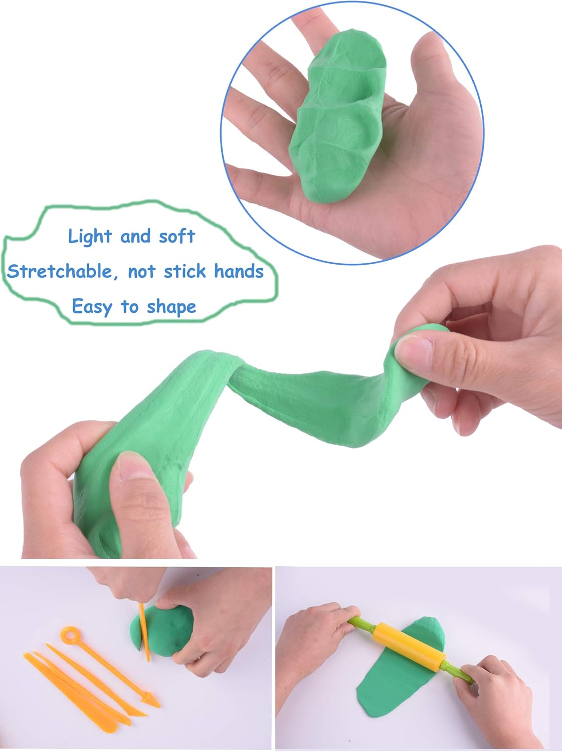 Detalle de Ecurfu Air Dry Clay 24 Colors – Creative DIY Modeling Kit for Kids and Adults
