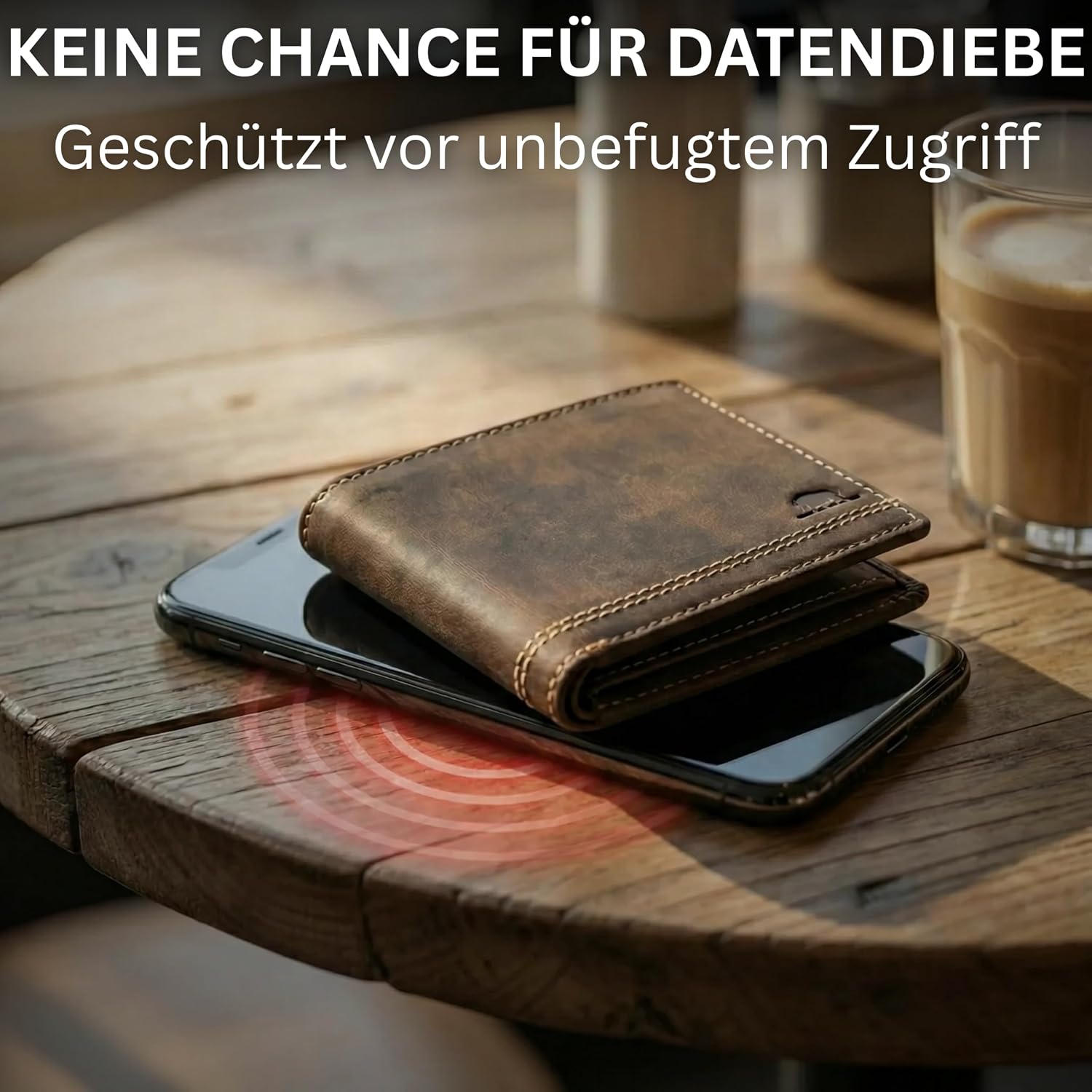 Detalle de Cocoono Leder Geldbörse Herren mit RFID-Schutz – Echtleder, braun, 11 Kartenfächer, Münzfach, kompakt (12,5 × 10 × 1,5 cm)