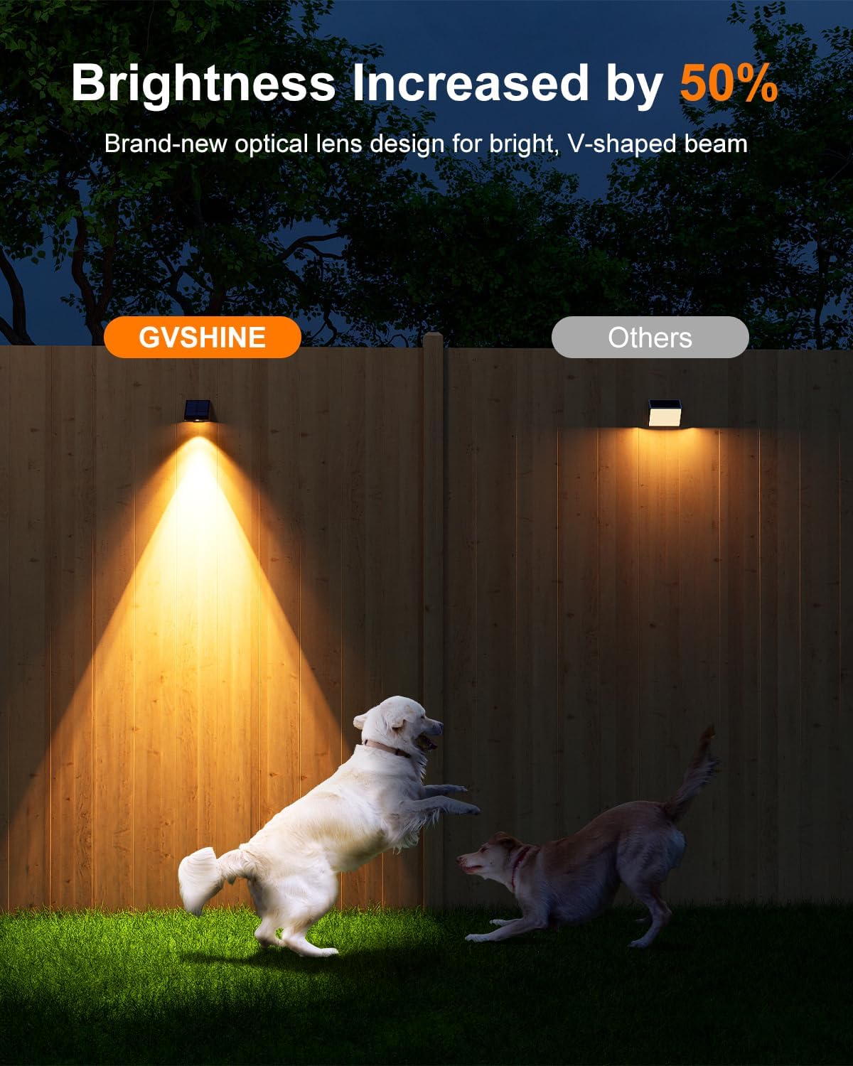 Detalle de GVSHINE GV0622 Solar Fence Lights, 8-Pack, Warm White, IP65