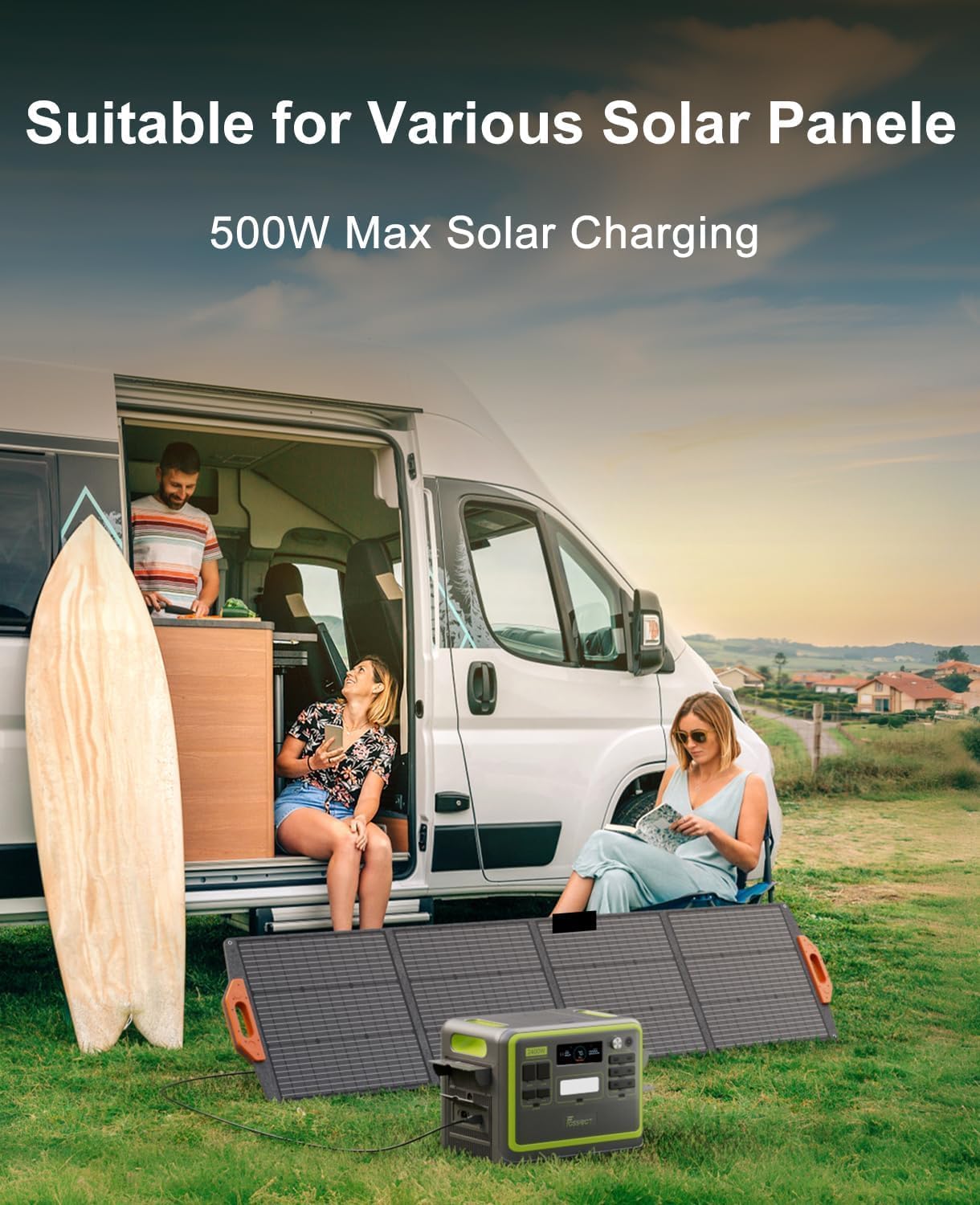 Detalle de FOSSiBOT F2400 Powerstation mit 200W Solarpanel: Zuverlässige Notstrom- und Outdoor-Lösung