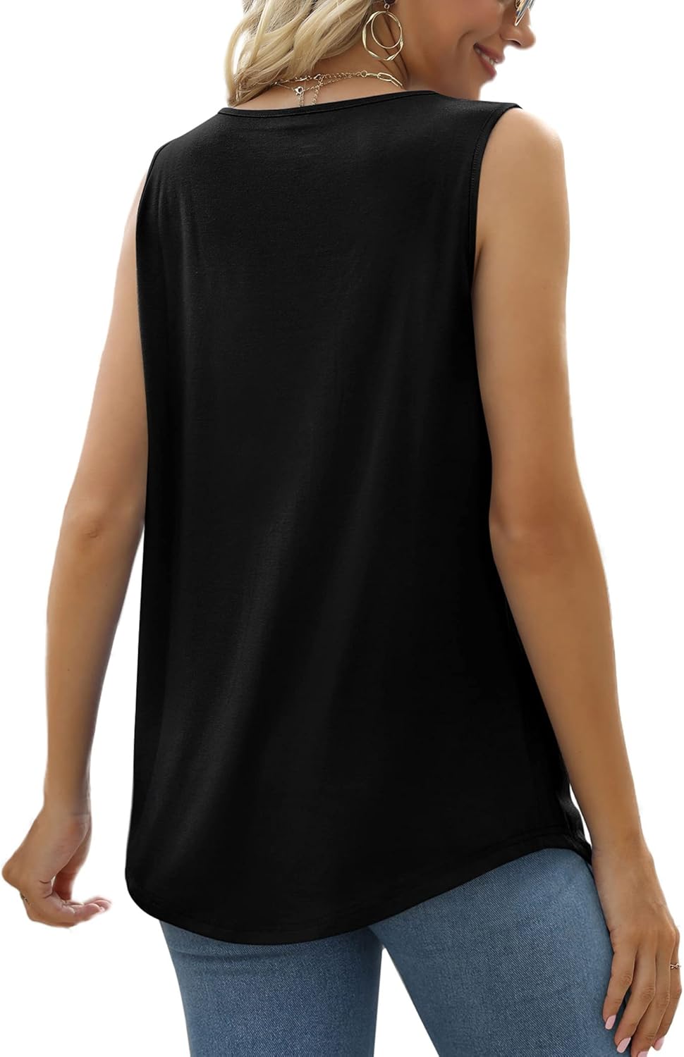 Thumbnail 3 de Saloogoe Summer Tank Tops for Women — Loose Fit Pleated Square Neck Sleeveless Top