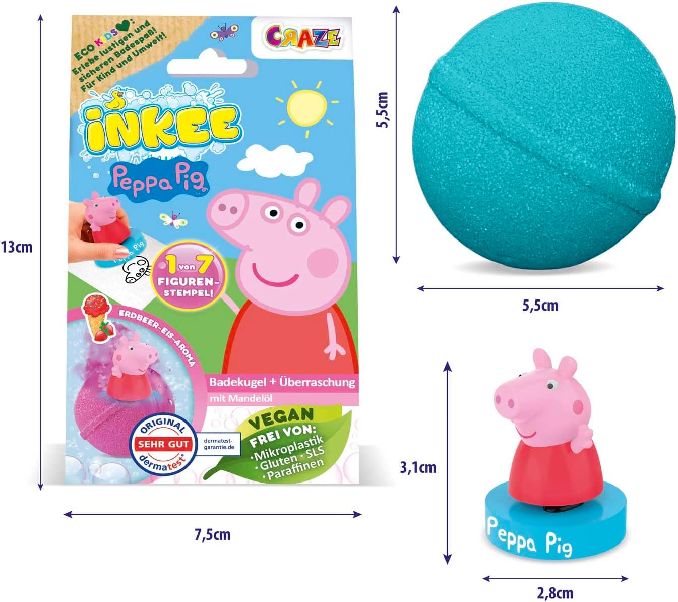 Detalle 1 de INKEE SURPRISE - Set de 5 bolas de baño Peppa Pig con sorpresa