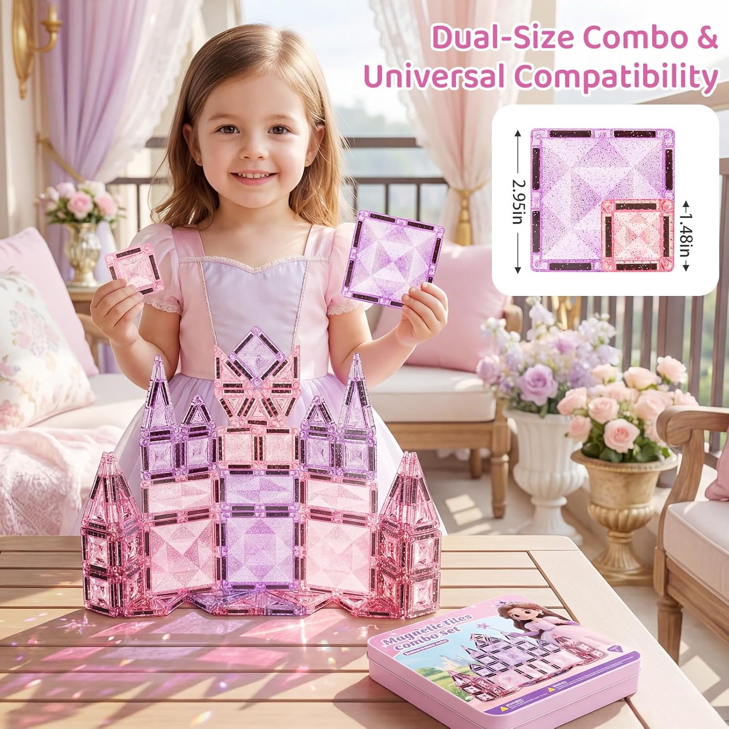 Detalle de Magnetic building tiles, 42-piece set