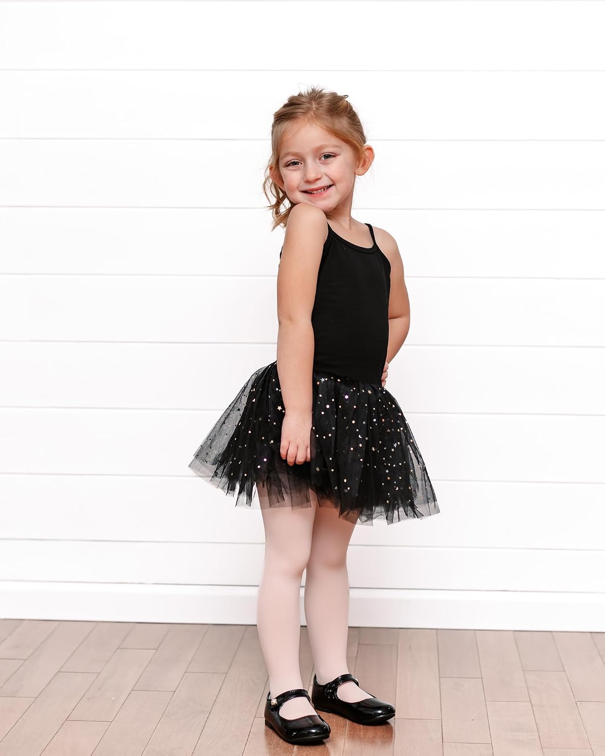Detalle de Stelle Girls Ballet Dance Tights, Footed, High-Waist, Opaque Stretch, 2T–15Y