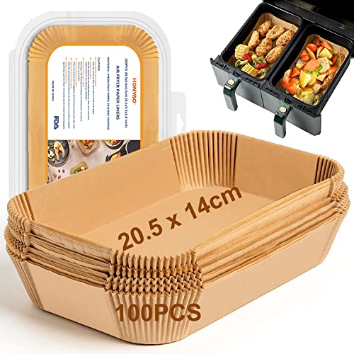 HONYAO Papier cuisson rectangulaire pour Ninja Air Fryer – 100 pièces 20,5 x 14 cm