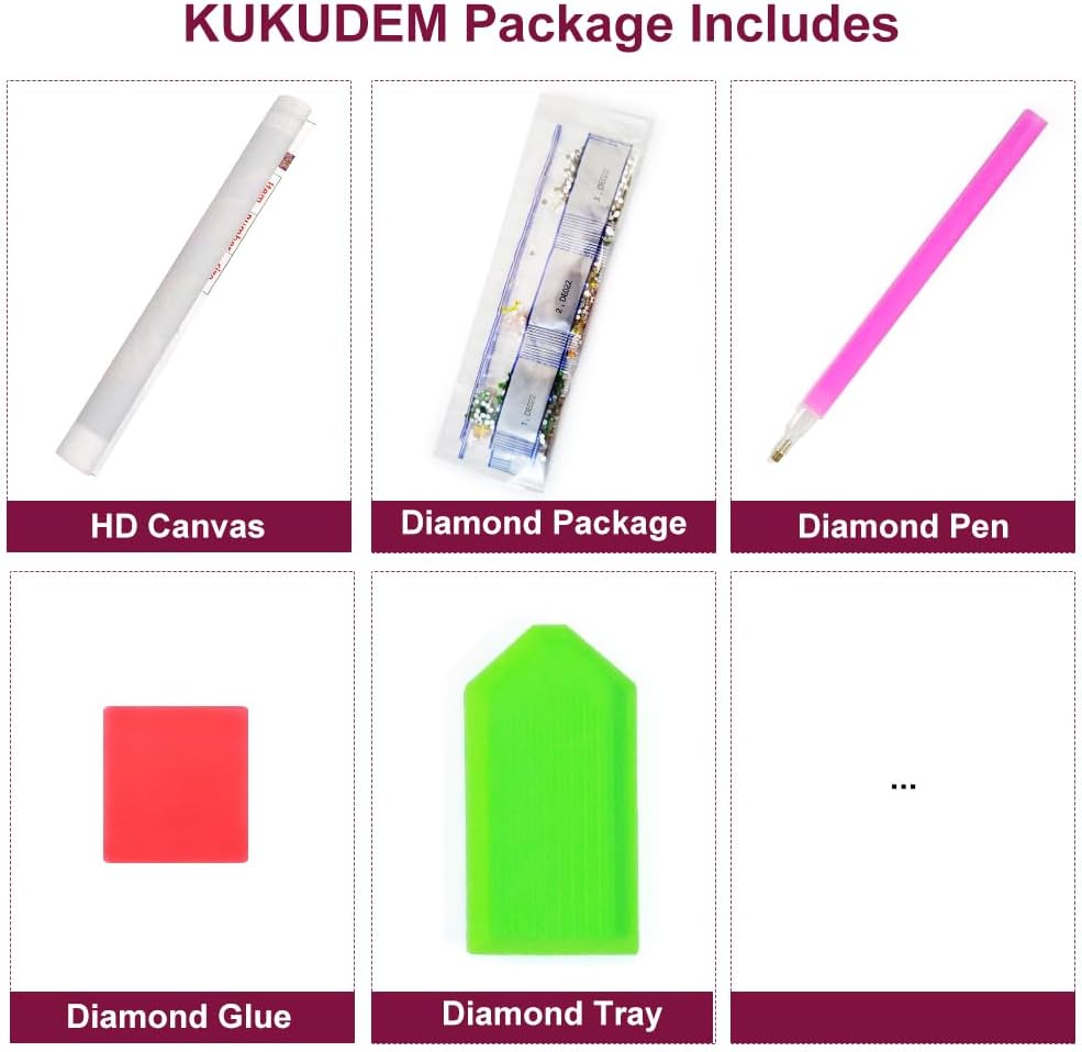 Detalle 2 de KUKUDEM Diamond Painting Kit, 12 × 12 Inch