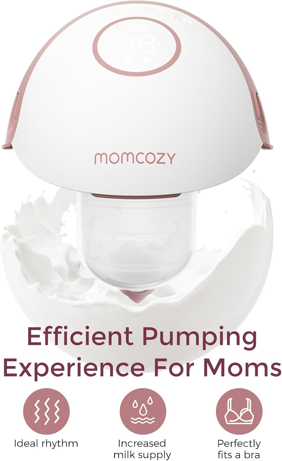 Detalle de Momcozy M6 hands-free wearable breast pump (Cozy Red) – double fit with 3 modes and 9 levels
