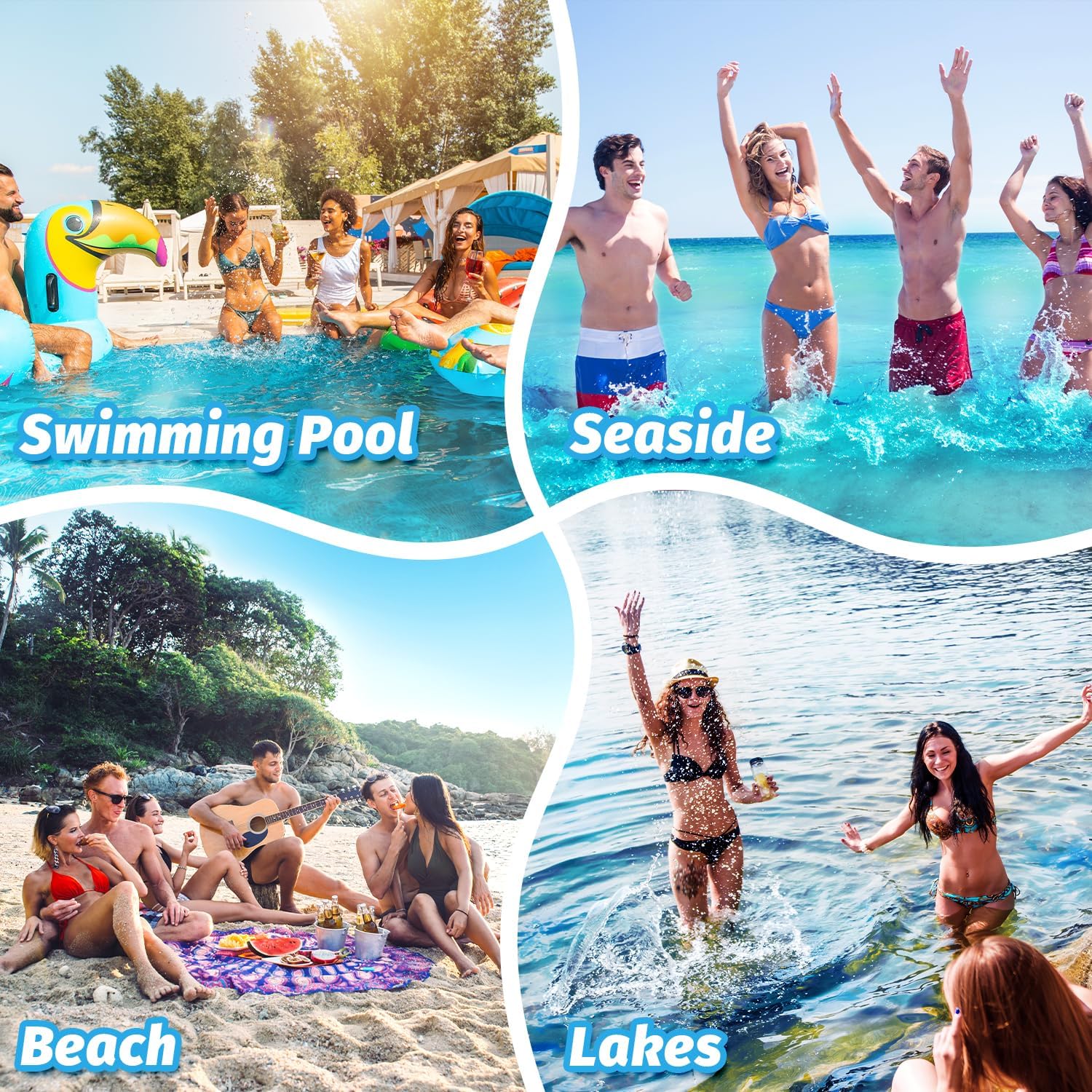Thumbnail 6 de Orifinter XL Pool Inflatables 2-Pack: 4-in-1 Inflatable Pool Floats with Hammock