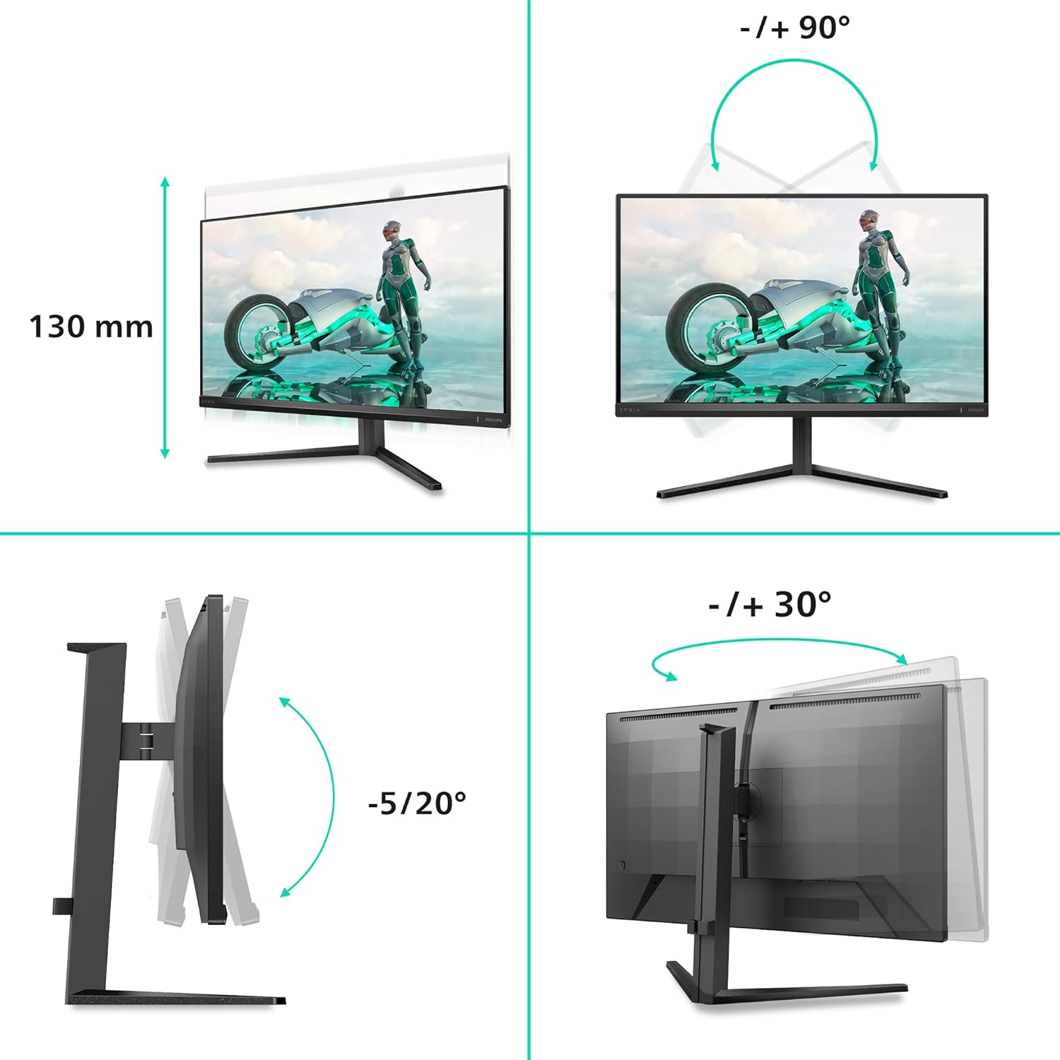 Thumbnail 6 de Philips 27M2N3200AM 27 inch FHD Gaming Monitor with 180Hz Fast IPS, Adaptive Sync, HDR10 & height adjustment